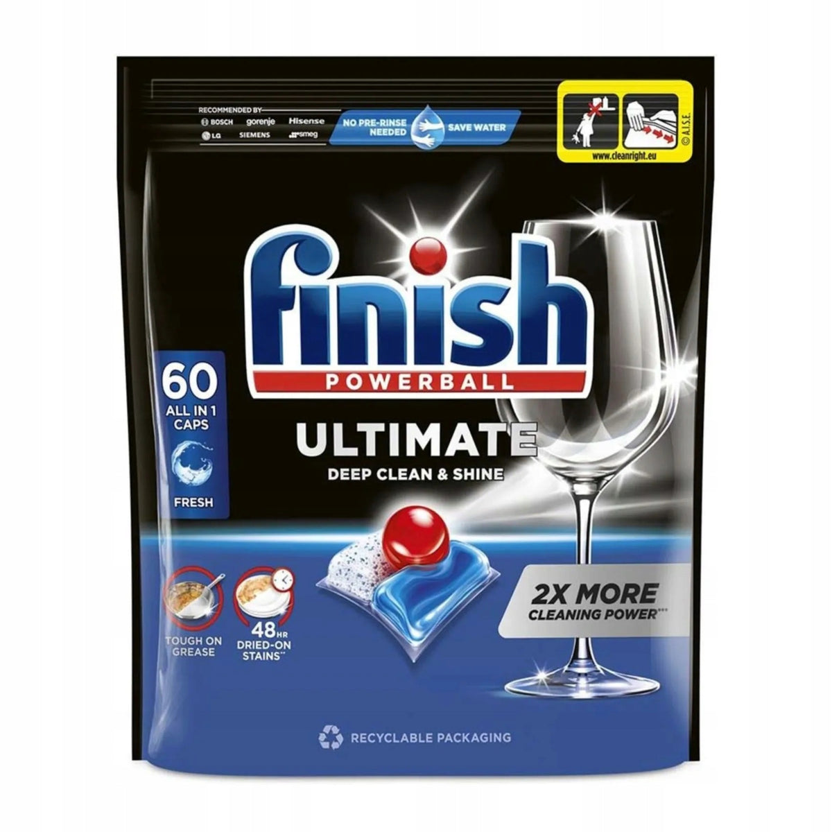 Finish Powerball Ultimate All in 1 Fresh Dishwasher Capsules 60 Pack