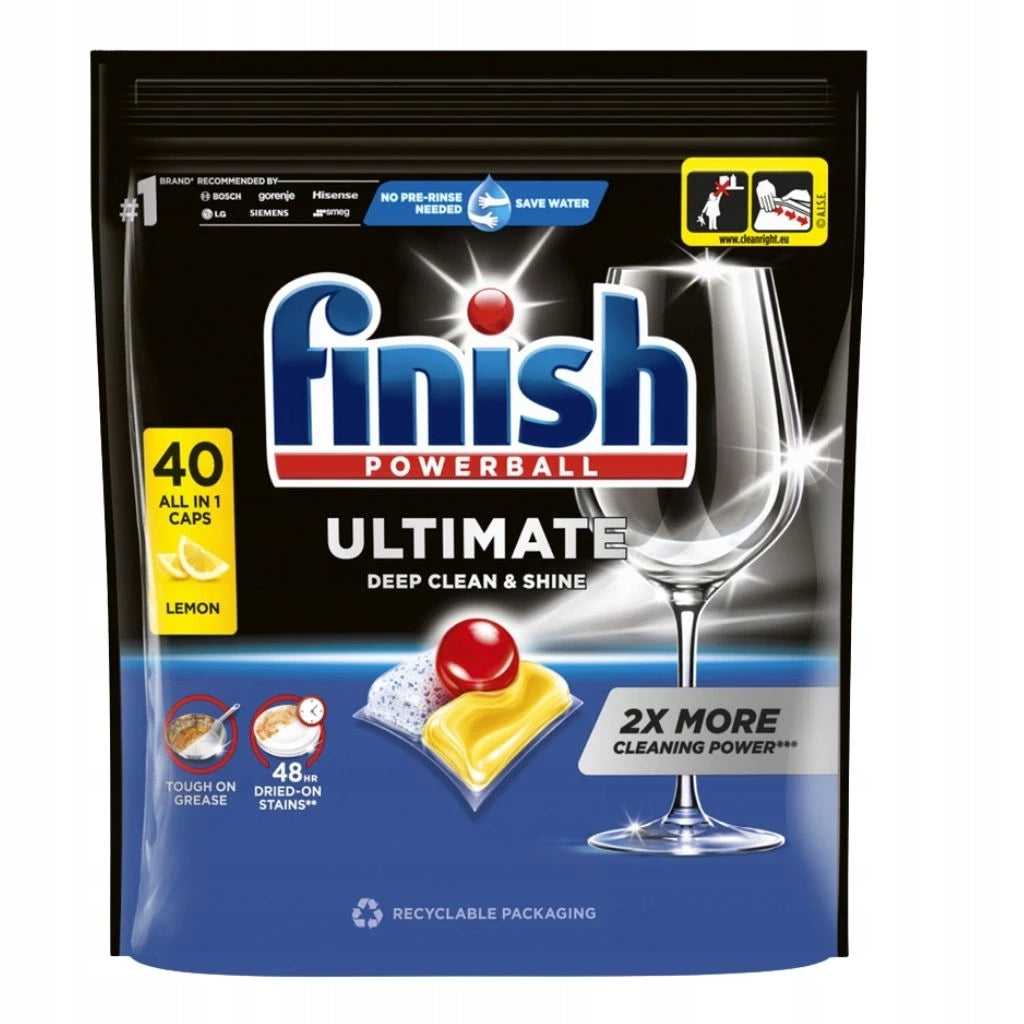 Finish Powerball Ultimate Dishwasher Capsules All in One Lemon 40pcs