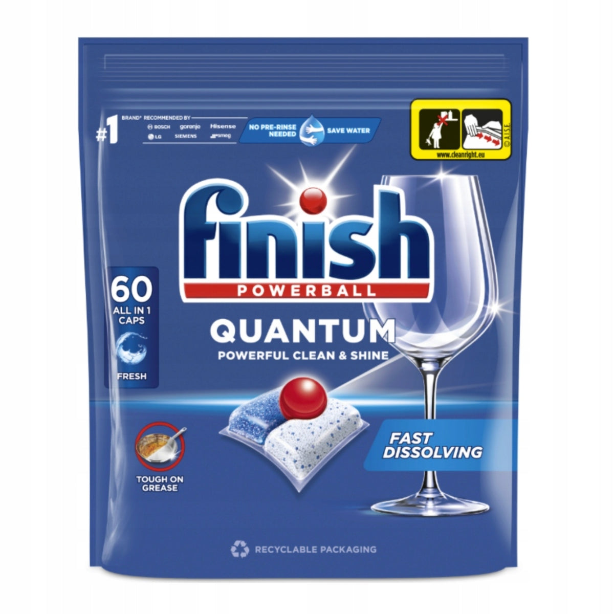 Finish Quantum All-in-1 Dishwasher Capsules Fresh 60 Pack