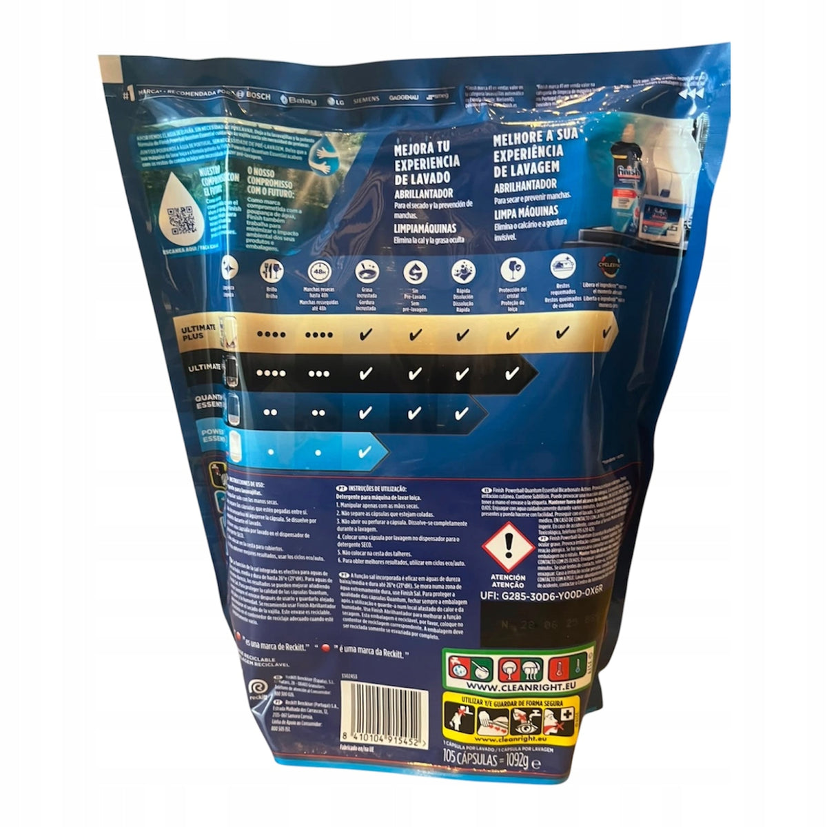 Finish Quantum Dishwasher Tablets 105 Pack Powerball Power Packaging status original