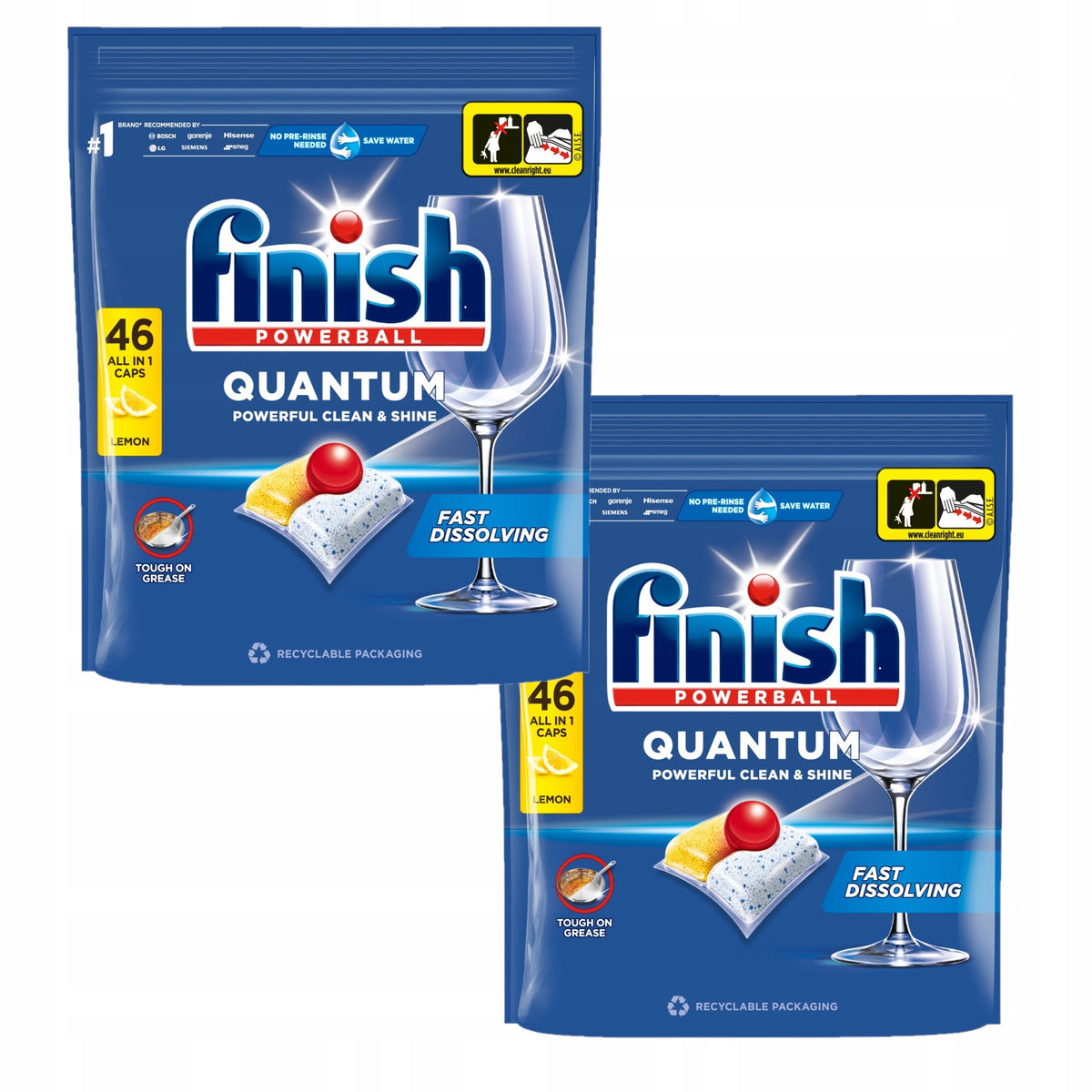 Finish Quantum Lemon Dishwashing Capsules (46 Pieces)x2!