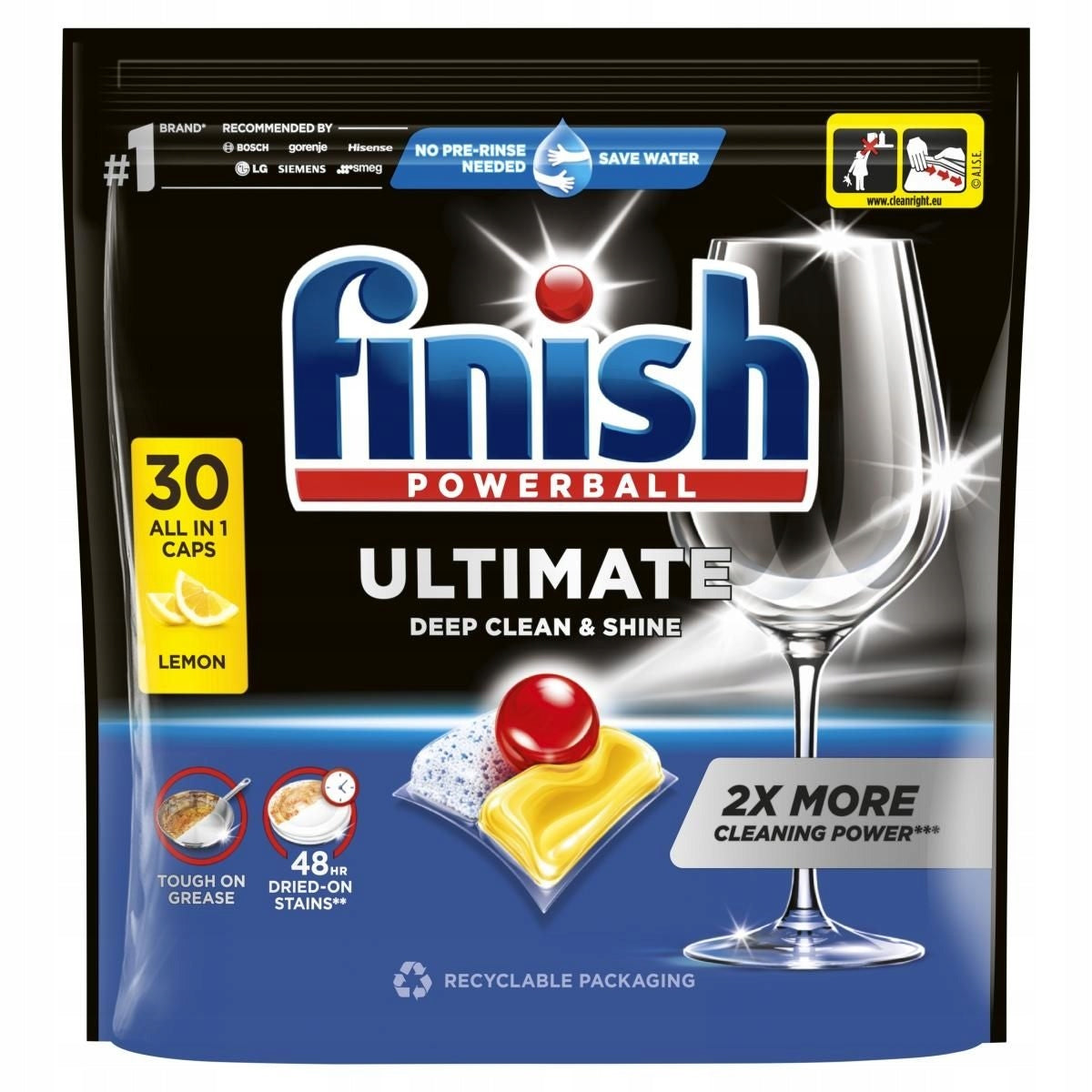 Finish Quantum Ultimate Dishwasher Capsules Lemon 375 g (30 Pieces)