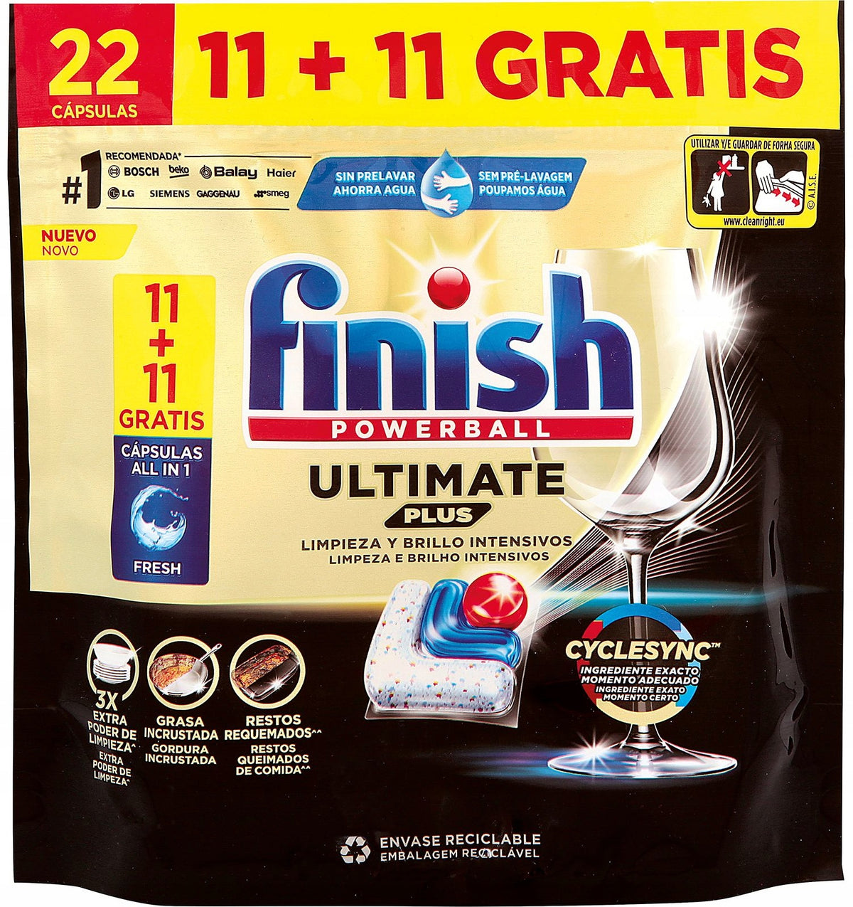 Finish Ultimate Plus All in 1 Dishwasher Capsule 22 Pack