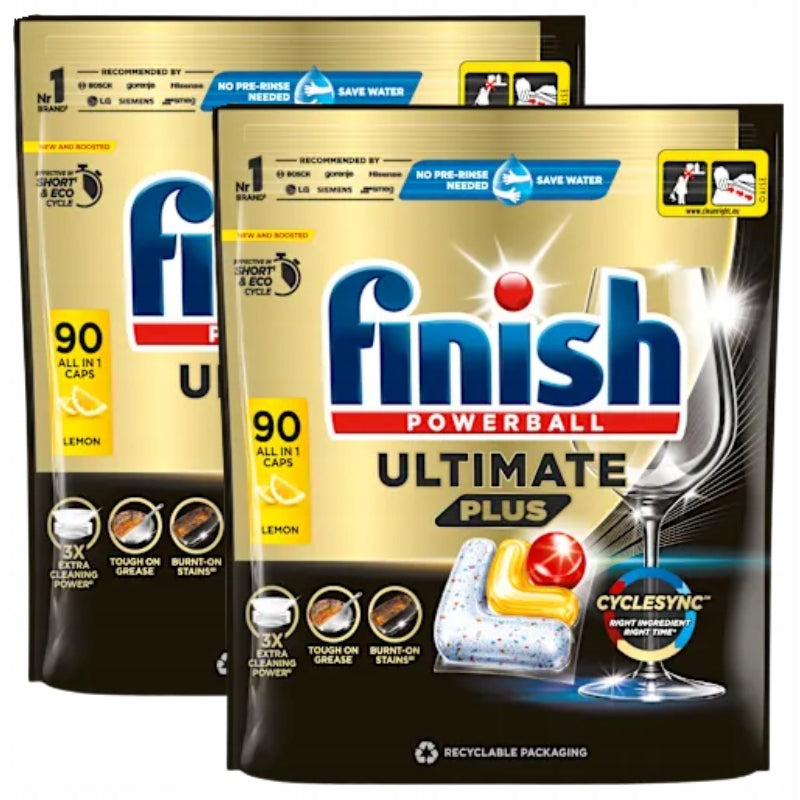 Finish Ultimate Plus Dishwasher Capsules Lemon 2 x 90 Pieces