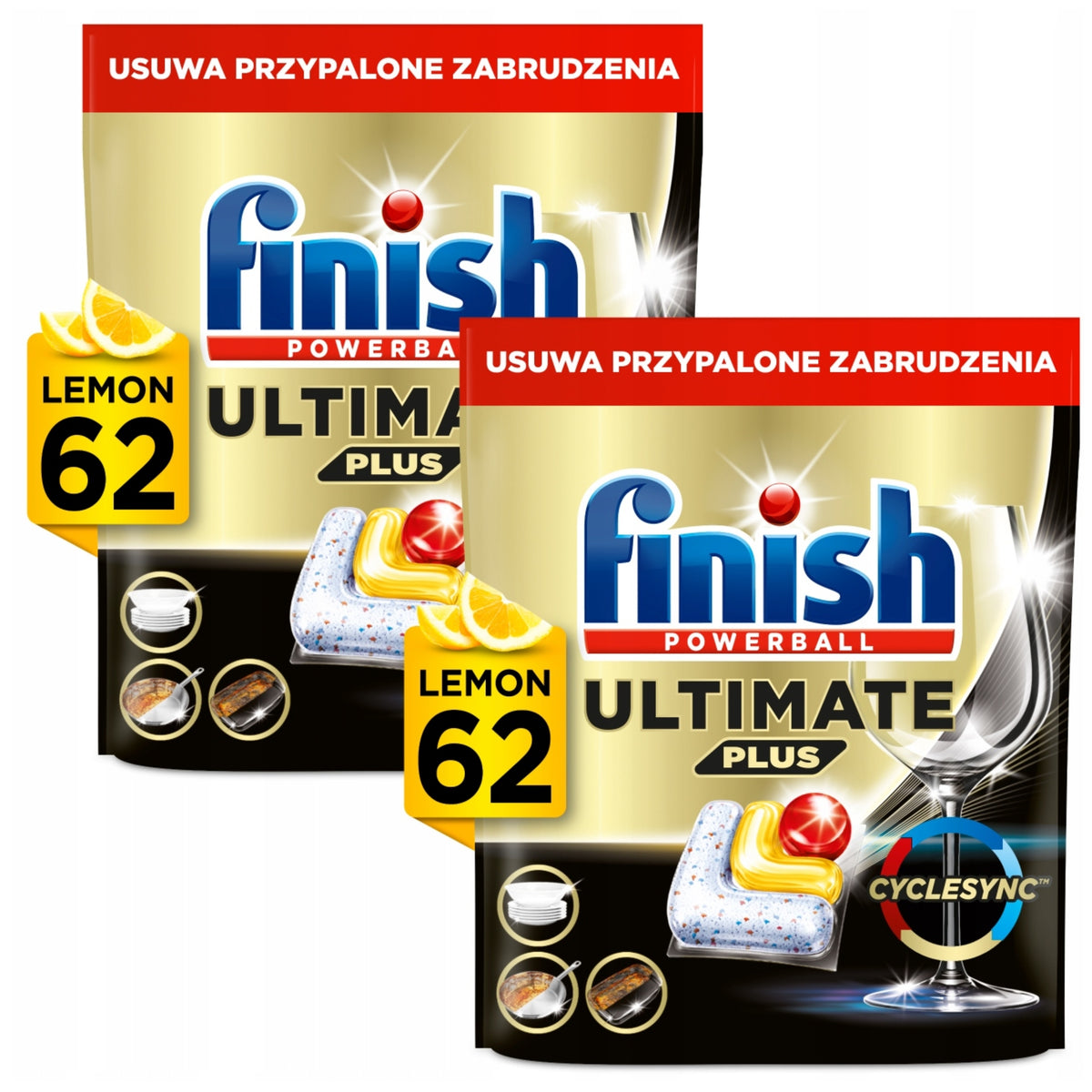 Finish Ultimate Plus Dishwasher Capsules Lemon 2x 62 Pieces