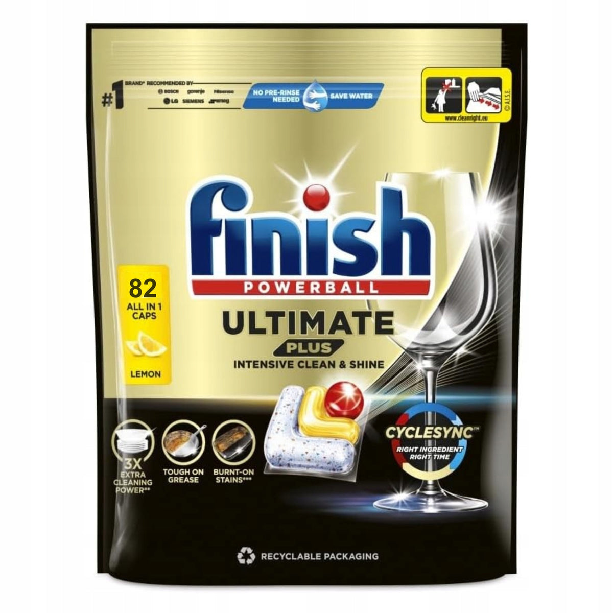 Finish Ultimate Plus Lemon Dishwasher Capsules 82 Pack