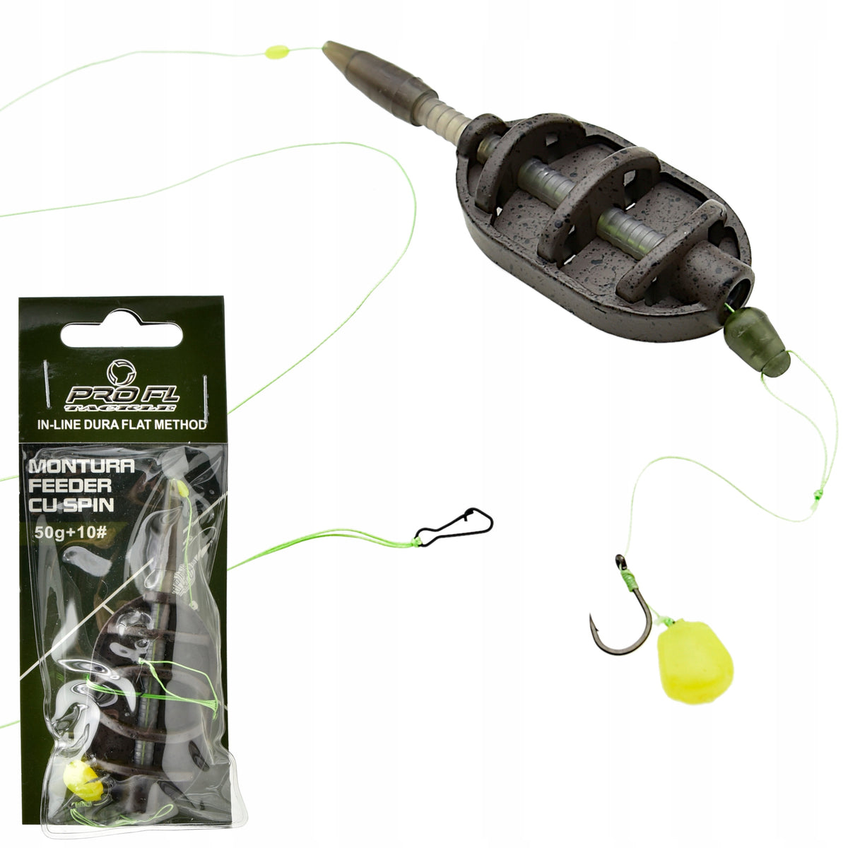 Finished Ground Set METHOD FEEDER 50 g hook #10 Length 60 cm for Carp