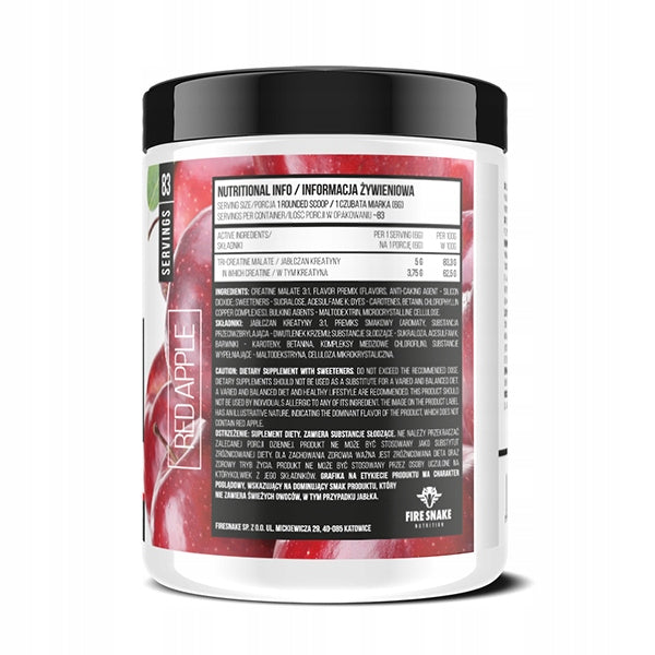 Fire Snake Nutrition | 3CM 500g | Creatine Malate | Tri Creatine | Apple Expiration date at least six months from the date of purchase