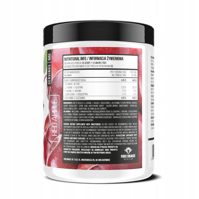 FireSnake BCAA + GLUTAMINE 500g AMINO ACIDS REGENERATION ANTI-CATABOLIC Apple Brand Fire Snake Nutrition