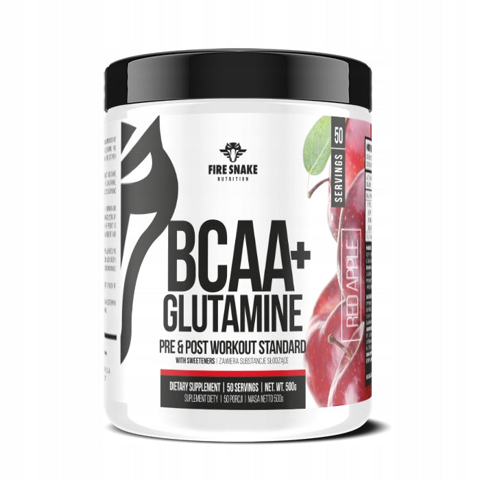 FireSnake BCAA + GLUTAMINE 500g AMINO ACIDS REGENERATION ANTI-CATABOLIC Apple