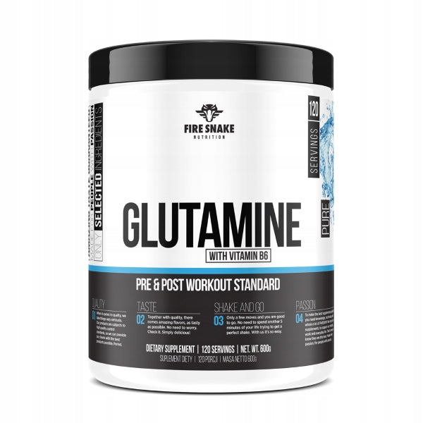FireSnake GLUTAMINE 600g L-GLUTAMINE + VITAMIN B Regeneration Natural