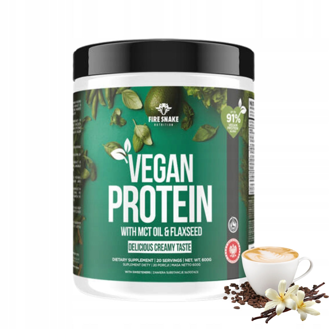 FireSnake VEGAN PROTEIN 600g VEGETABLE PROTEIN Cappuccino vanilla