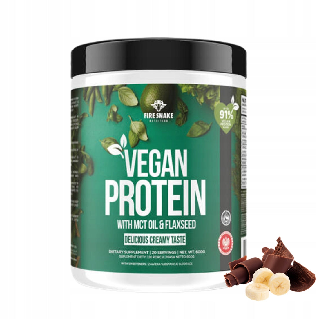 FireSnake VEGAN PROTEIN 600g Vegan Vegetable Protein Banana Chocolate