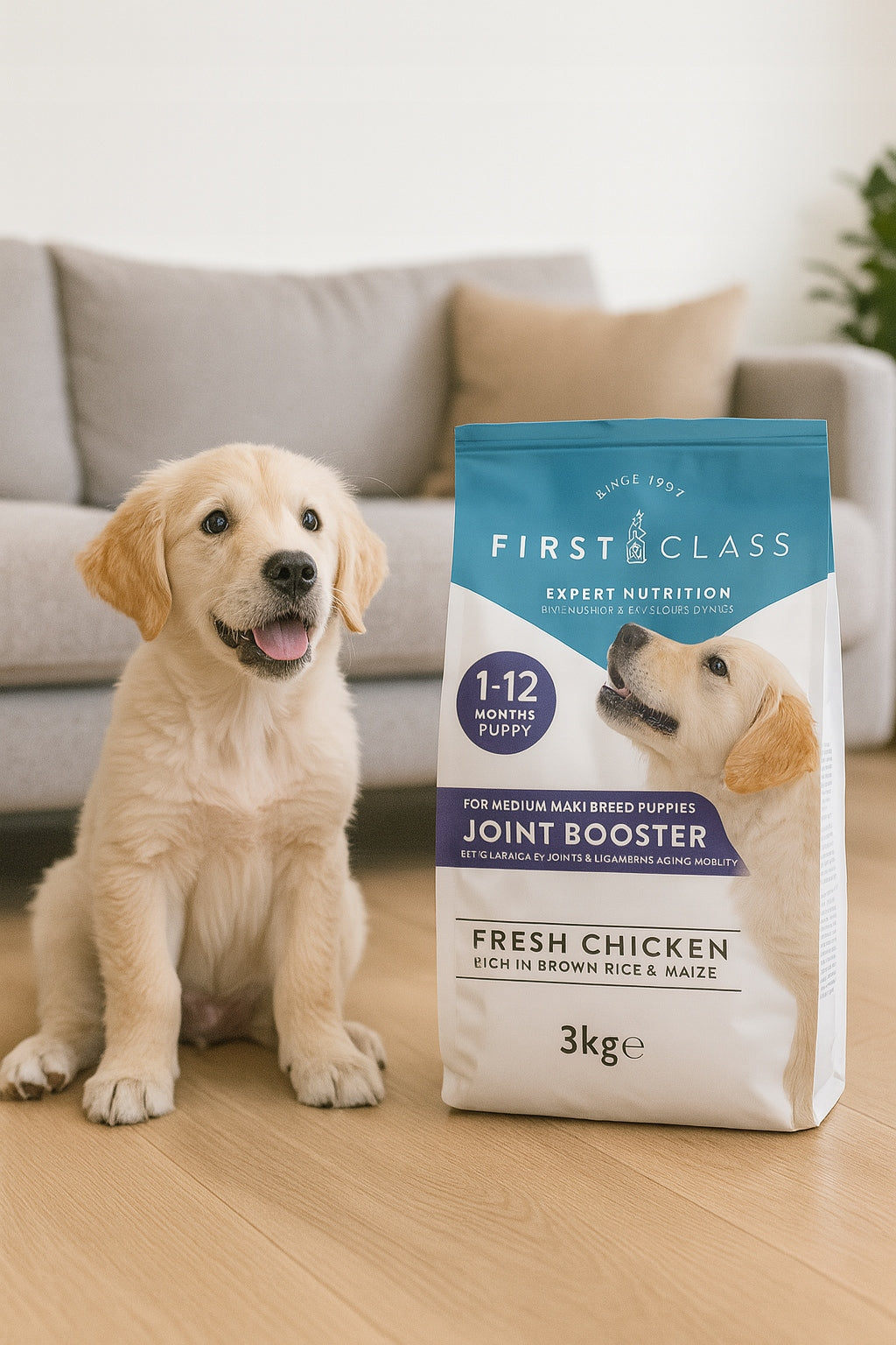 First Class Premium Dry Puppy Food Grain-Free Joint Protection 3kg Packaging status original