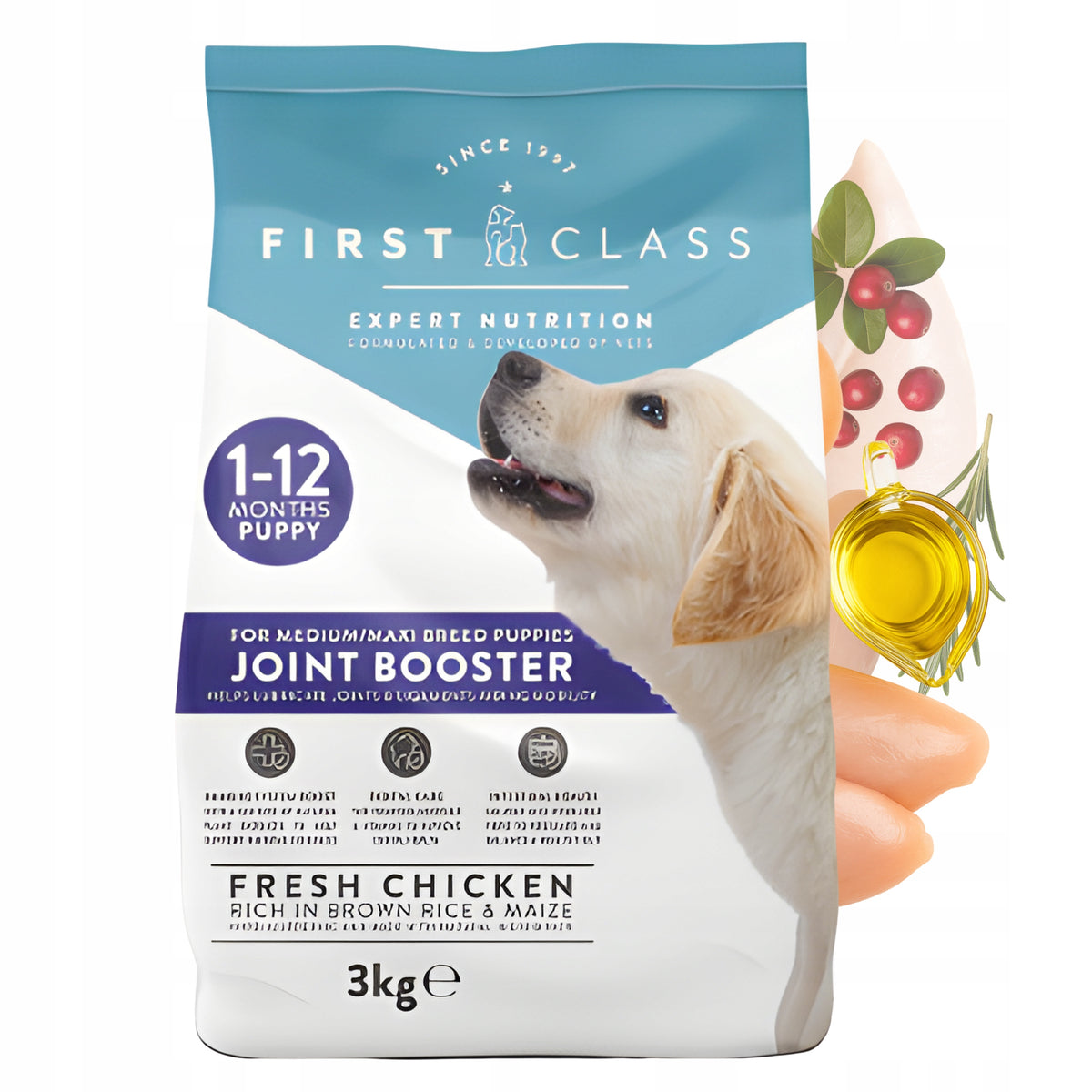 First Class Premium Dry Puppy Food Grain-Free Joint Protection 3kg