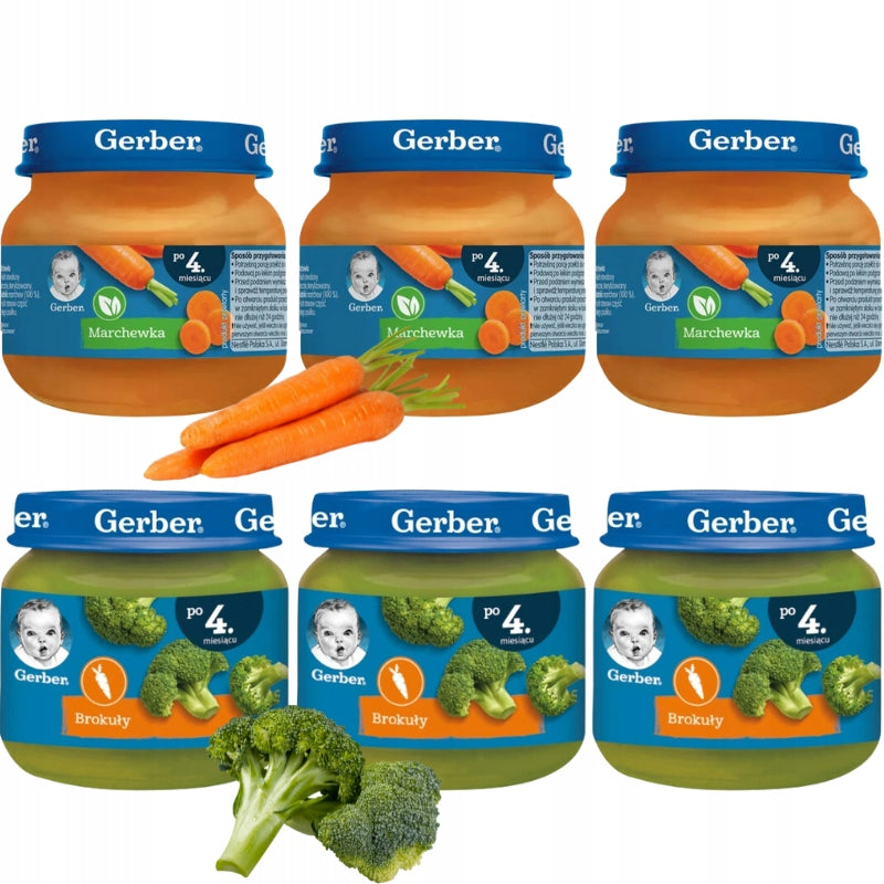 First Vegetables Lunches Gerber Broccoli Carrots from 4 months 6x 80 g