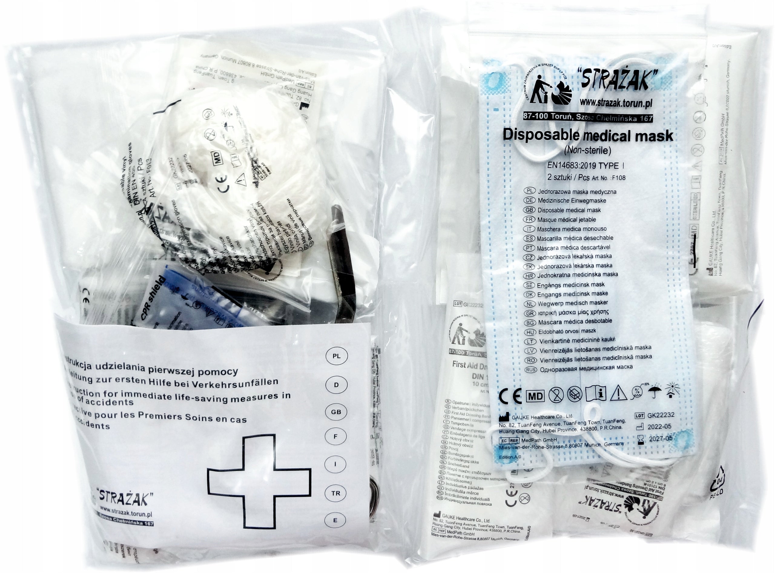 First aid kit equipment cartridge according to DIN 13164 PLUS with mouthpiece Manufacturer code LS-16