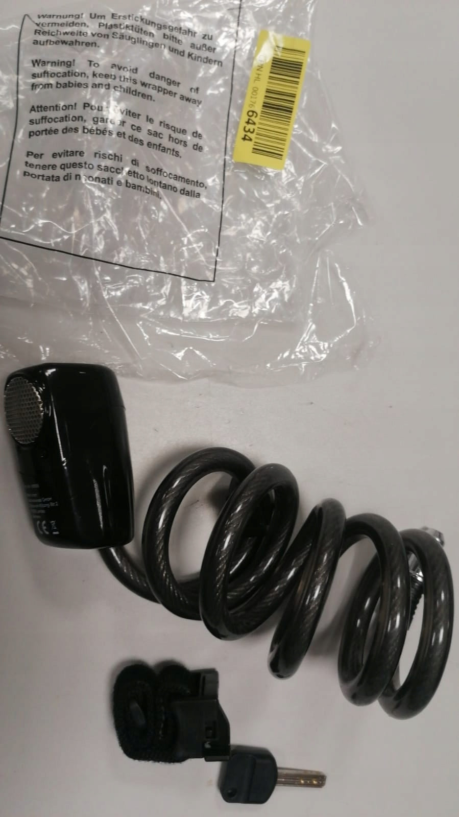 Fischer Spiralschloss 85908 with alarm, black, 120 cm, key lock Brand Fischer