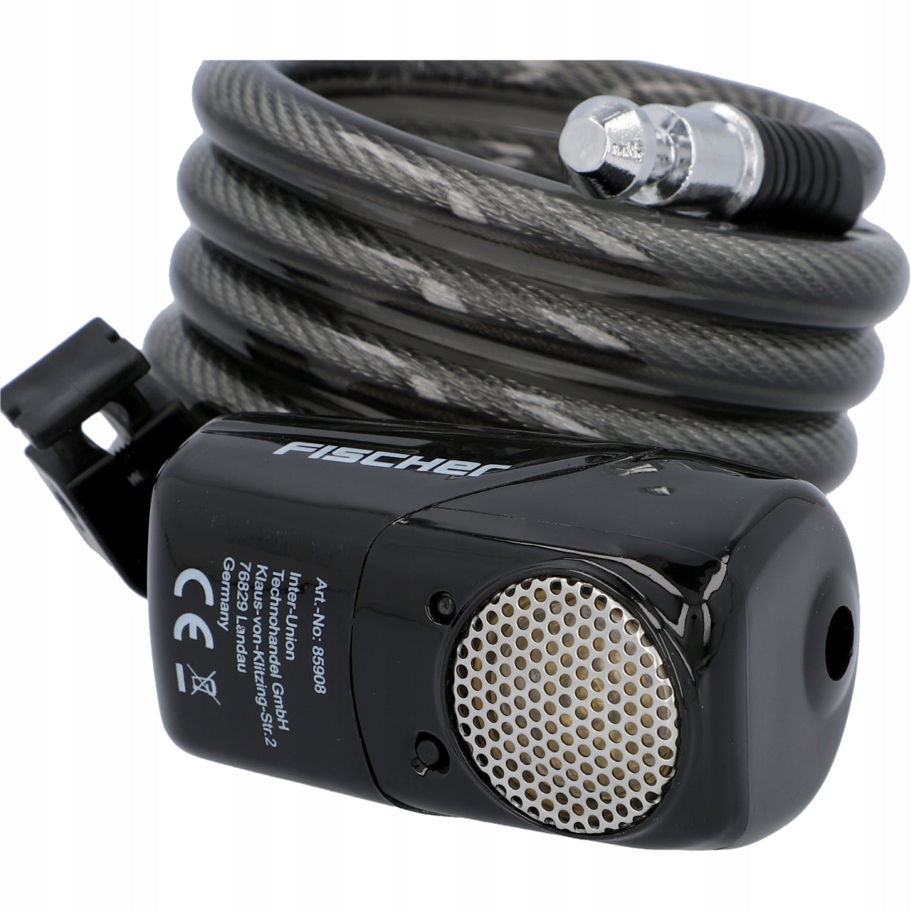 Fischer Spiralschloss 85908 with alarm, black, 120 cm, key lock Kind cord