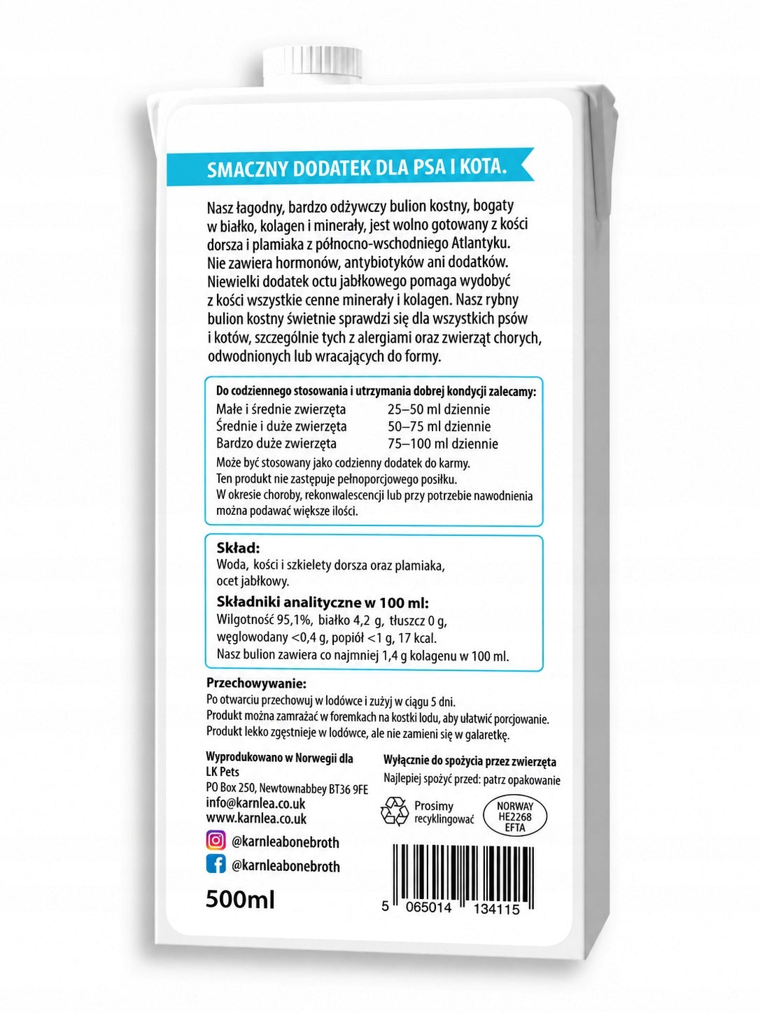Fish Broth for Cat Dogs | Marine Collagen | Cod | Joints | Intestine |500ml Packaging status original
