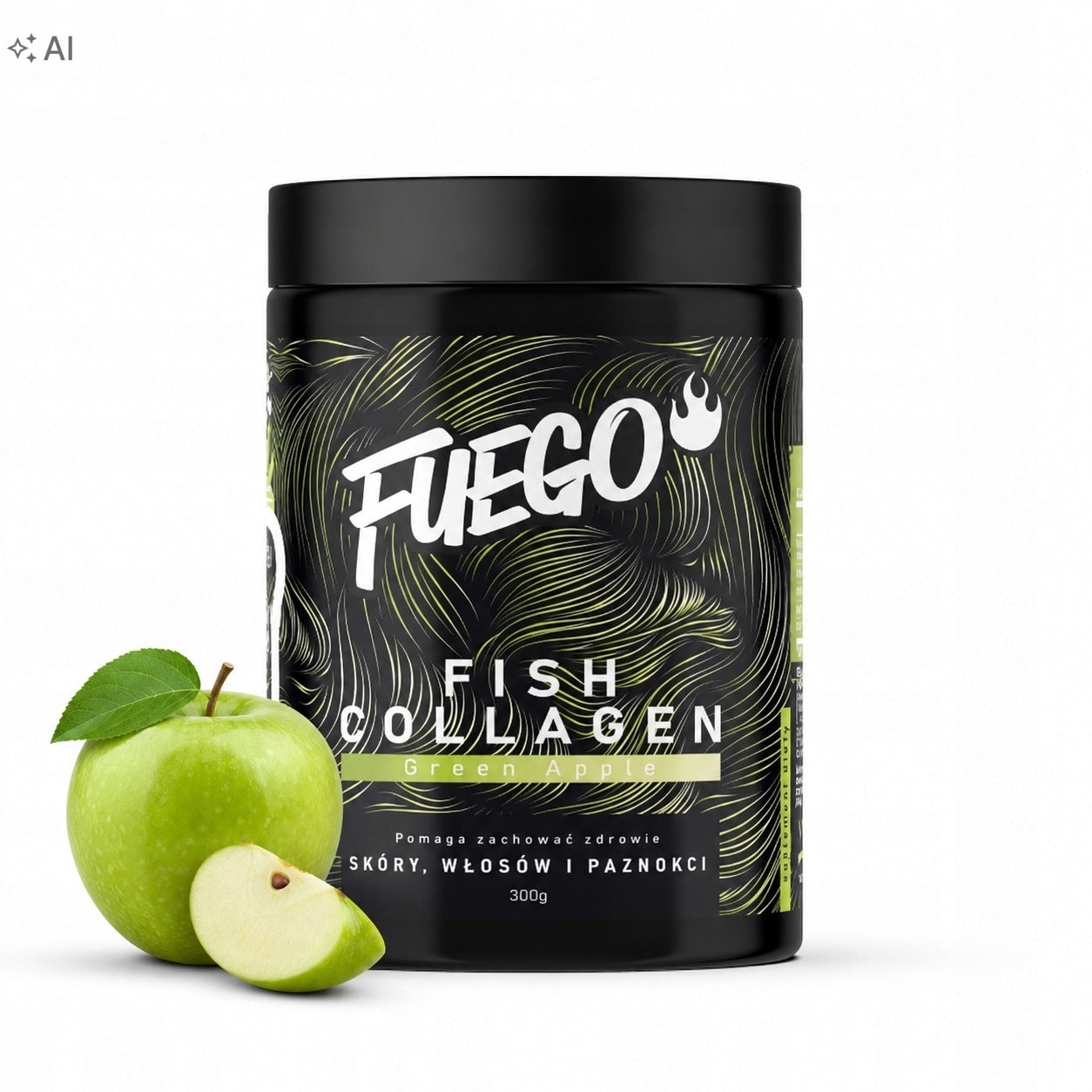 Fish Collagen FUEGO 300 g APPLE FISH COLLAGEN Coenzyme Q10 Biotin