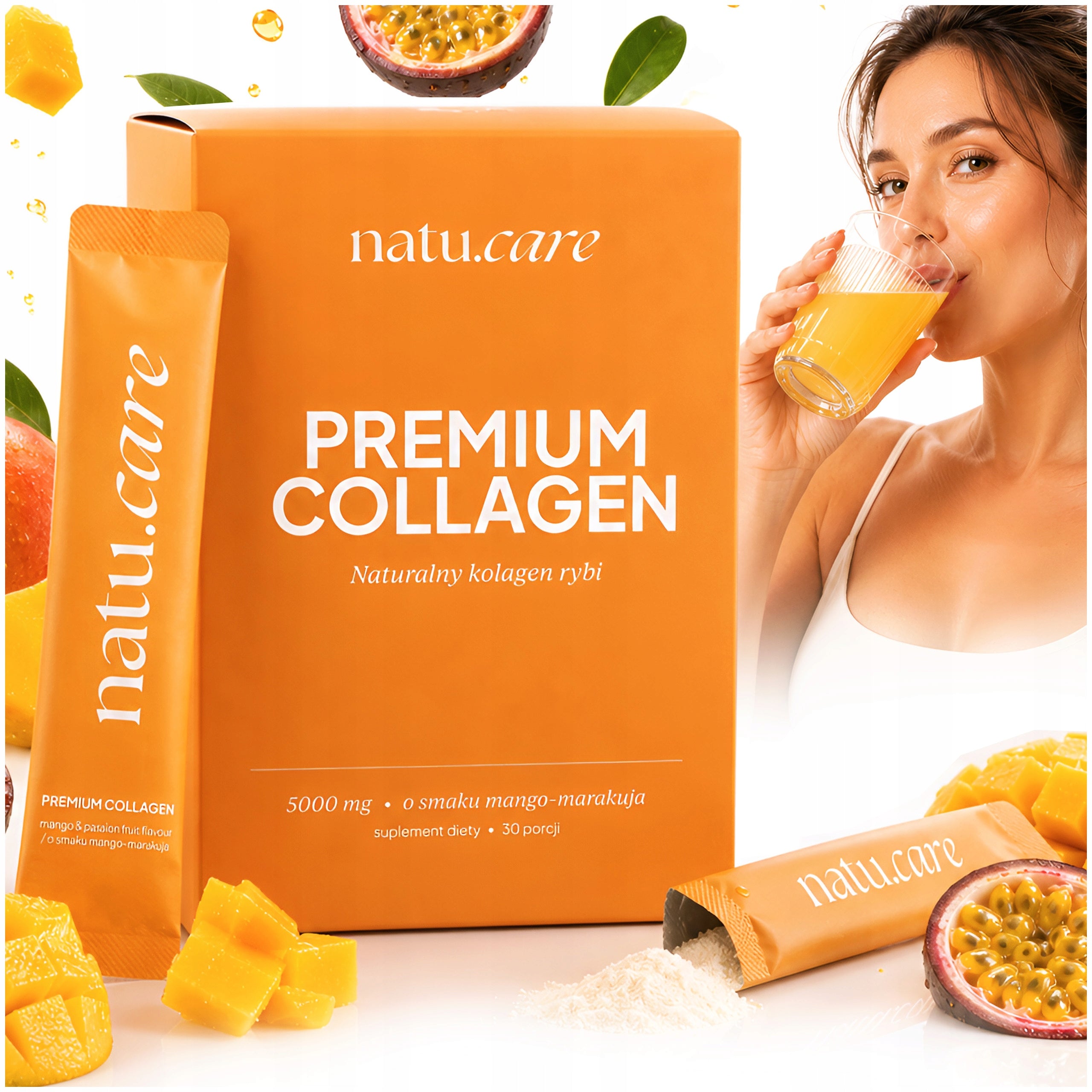 Fish collagen powder liquid joint supplement mango passion fruit Natu.Care - 5000 mg