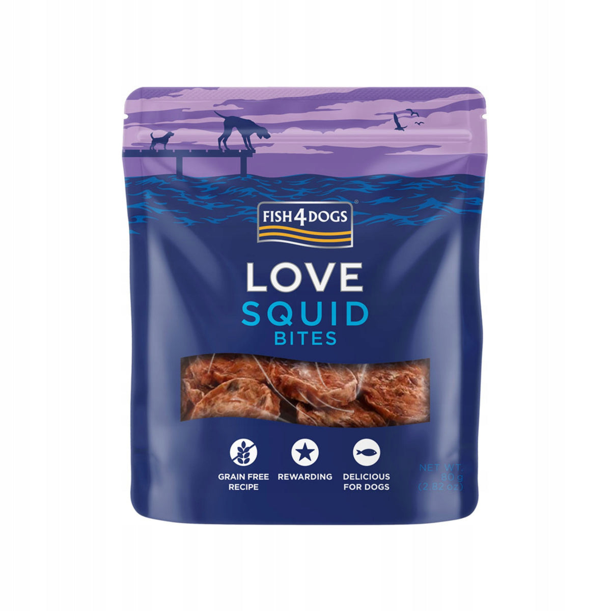 Fish4Dogs LOVE Squid Bites 80g Packaging status original