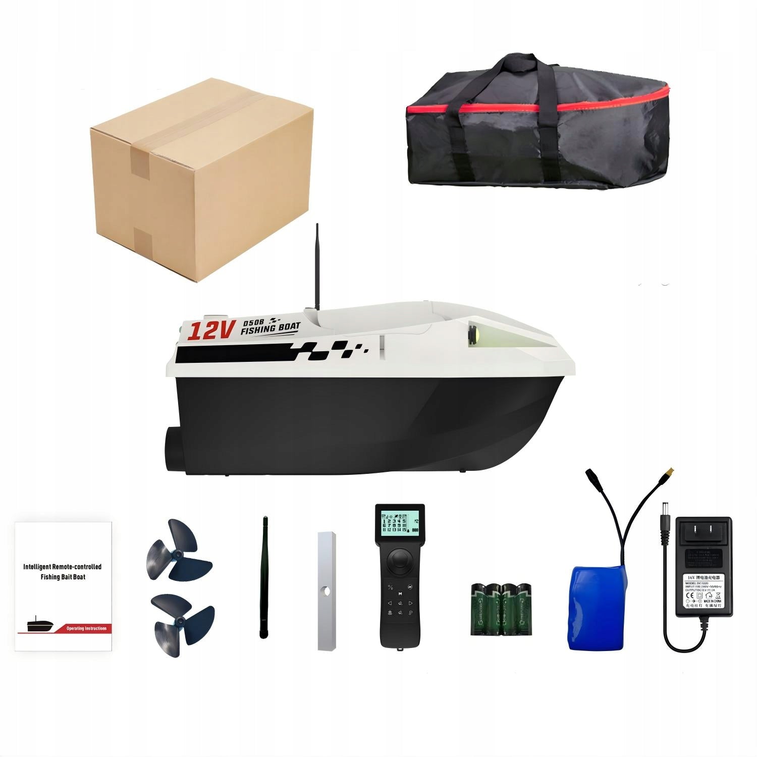 Fishing Bait Boat LOKEEVAN D50B GPS 2x15600mAh Battery 12V 1.7m/s white Packaging status original
