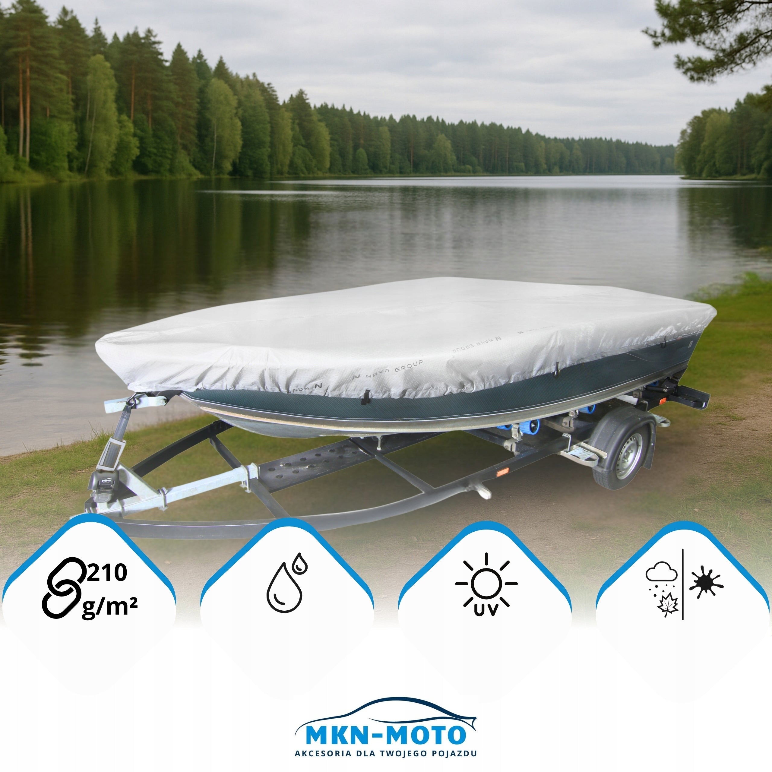Fishing Boat Cover 420-450cm UV Waterproof Tarpaulin 210g/m2 Packaging status original