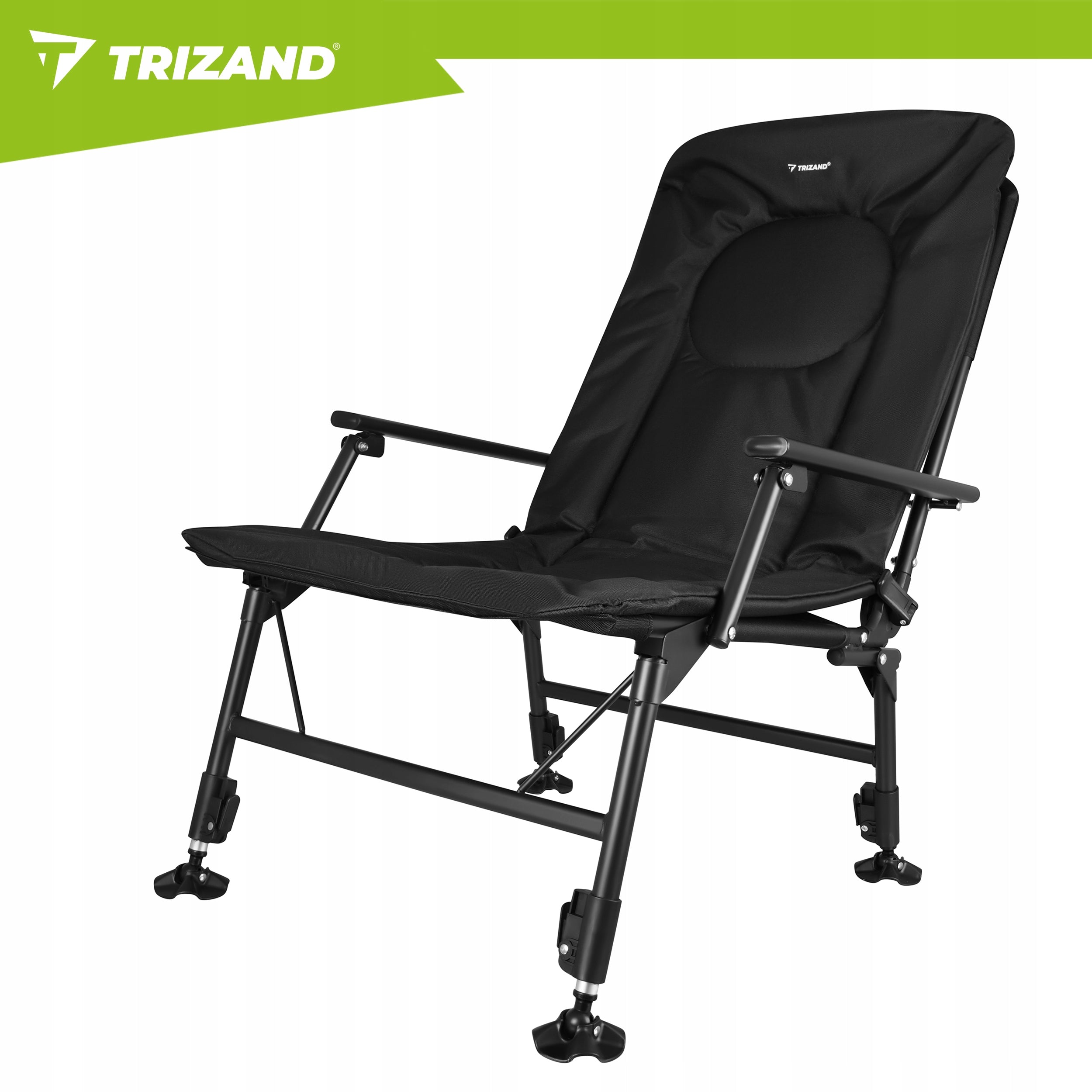 Fishing Chair Folding Adjustable with Hiking Backrest 120kg for Fish Color black