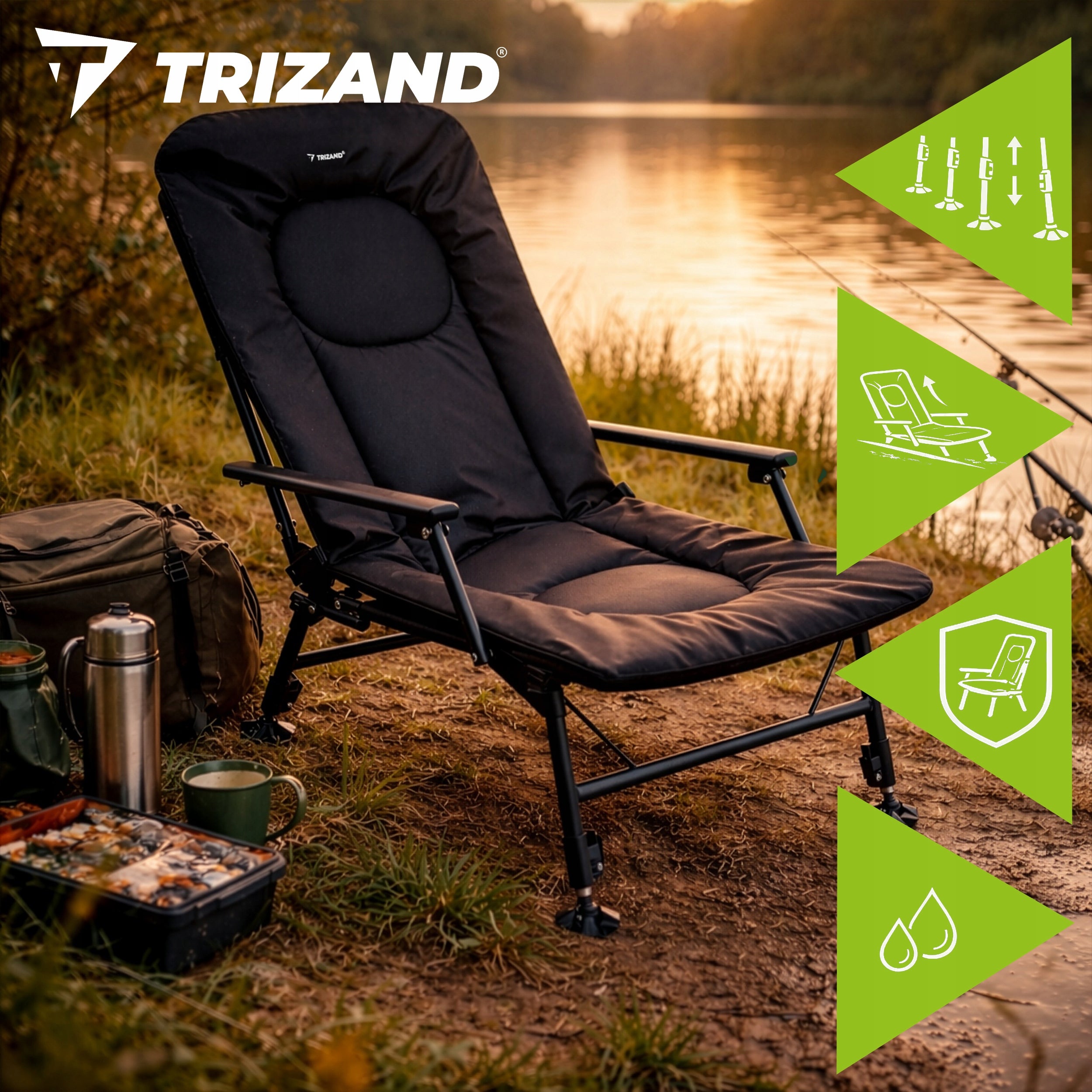 Fishing Chair Folding Adjustable with Hiking Backrest 120kg for Fish Model Krzesło Wędkarskie Składane z Regulowanym Oparciem