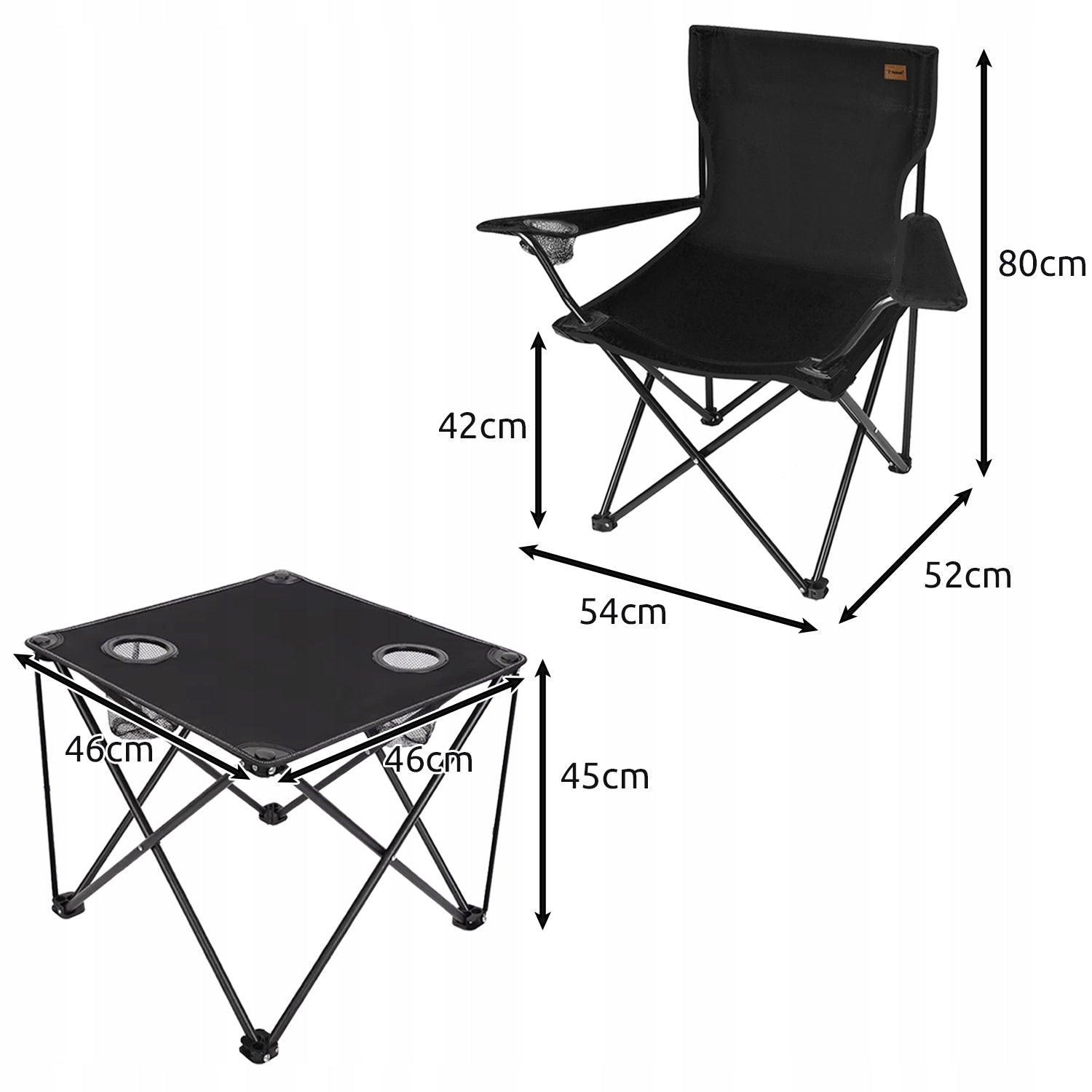 Fishing Chair Folding Fishing Chair x2 + Hiking Table Set Model do Wędkowania i Turystyki