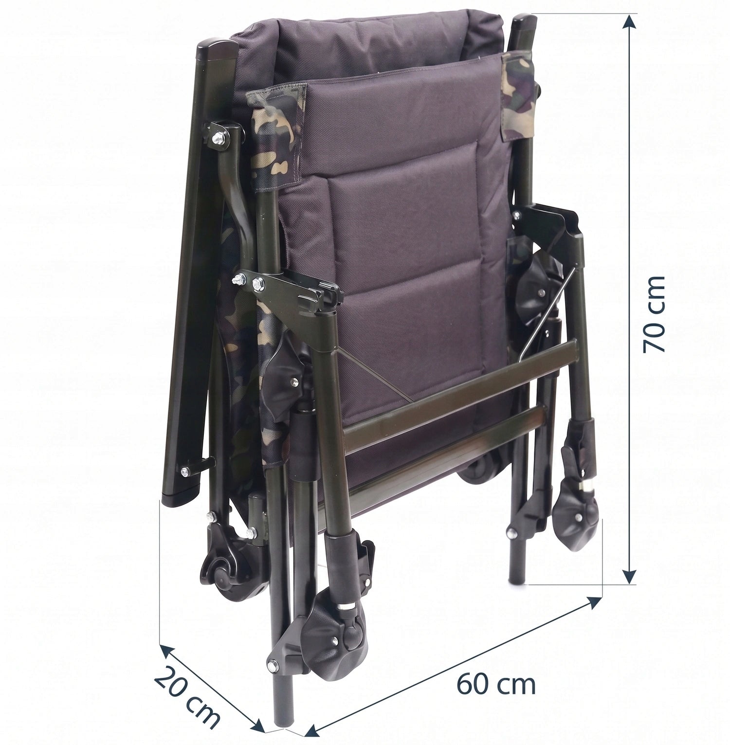 Fishing Chair Folding KRAKEN CAMO Hiking Chair Adjustable 150kg Manufacturer code KRZESŁO FOTEL WĘDKARSKI KARPIOWY KRAKEN CAMO