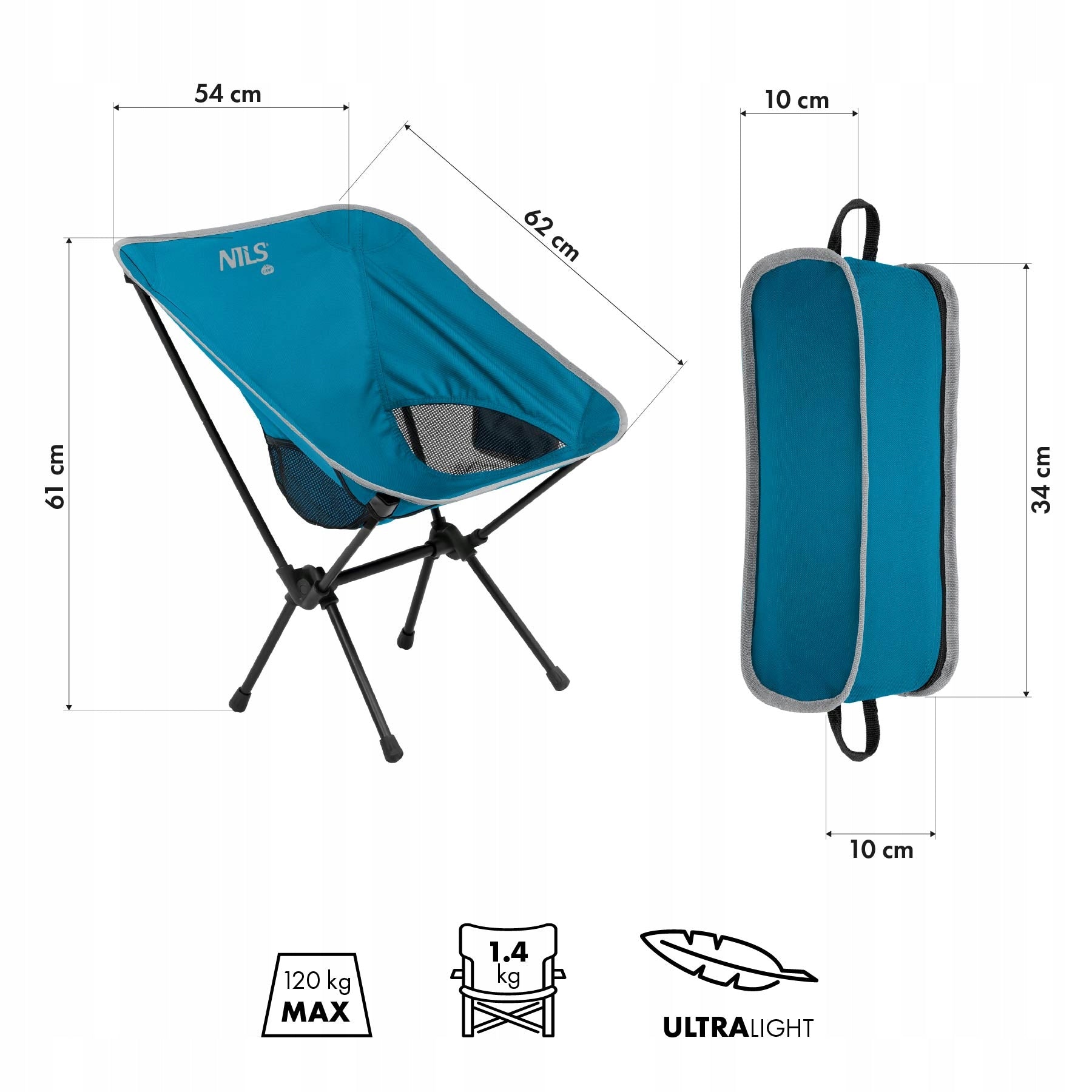 Fishing Chair Ultra Lightweight Portable 120kg Durable NILS Cover Kind chair