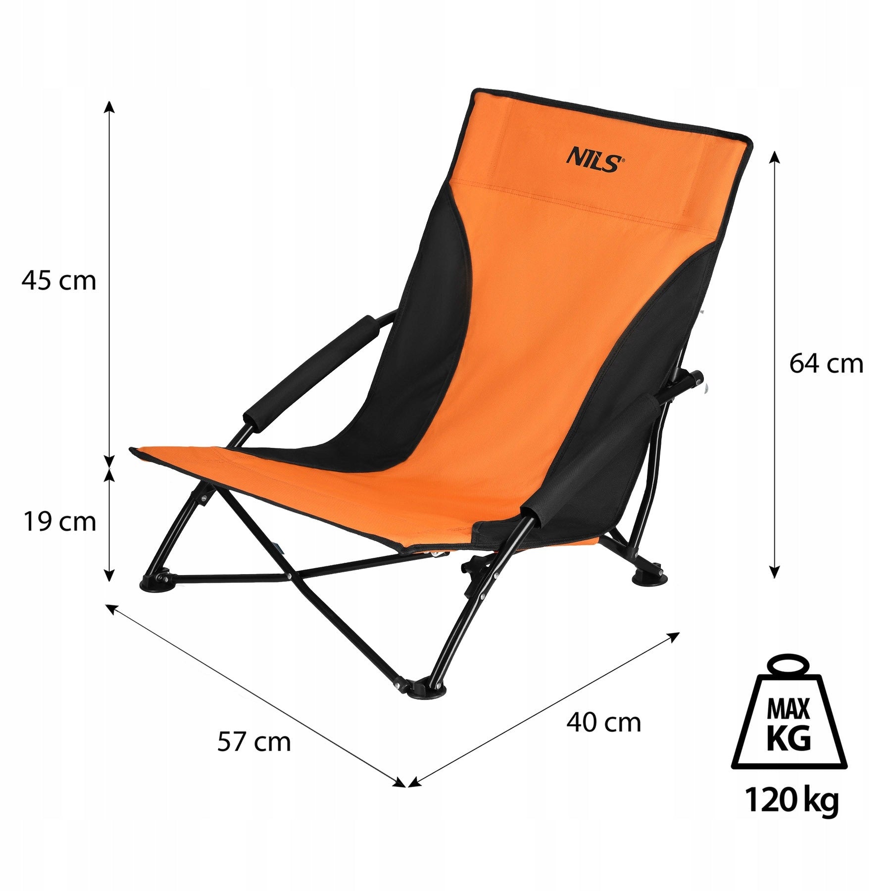 Fishing Chair with Backrest NILS Comfortable Lightweight Pores Color orange