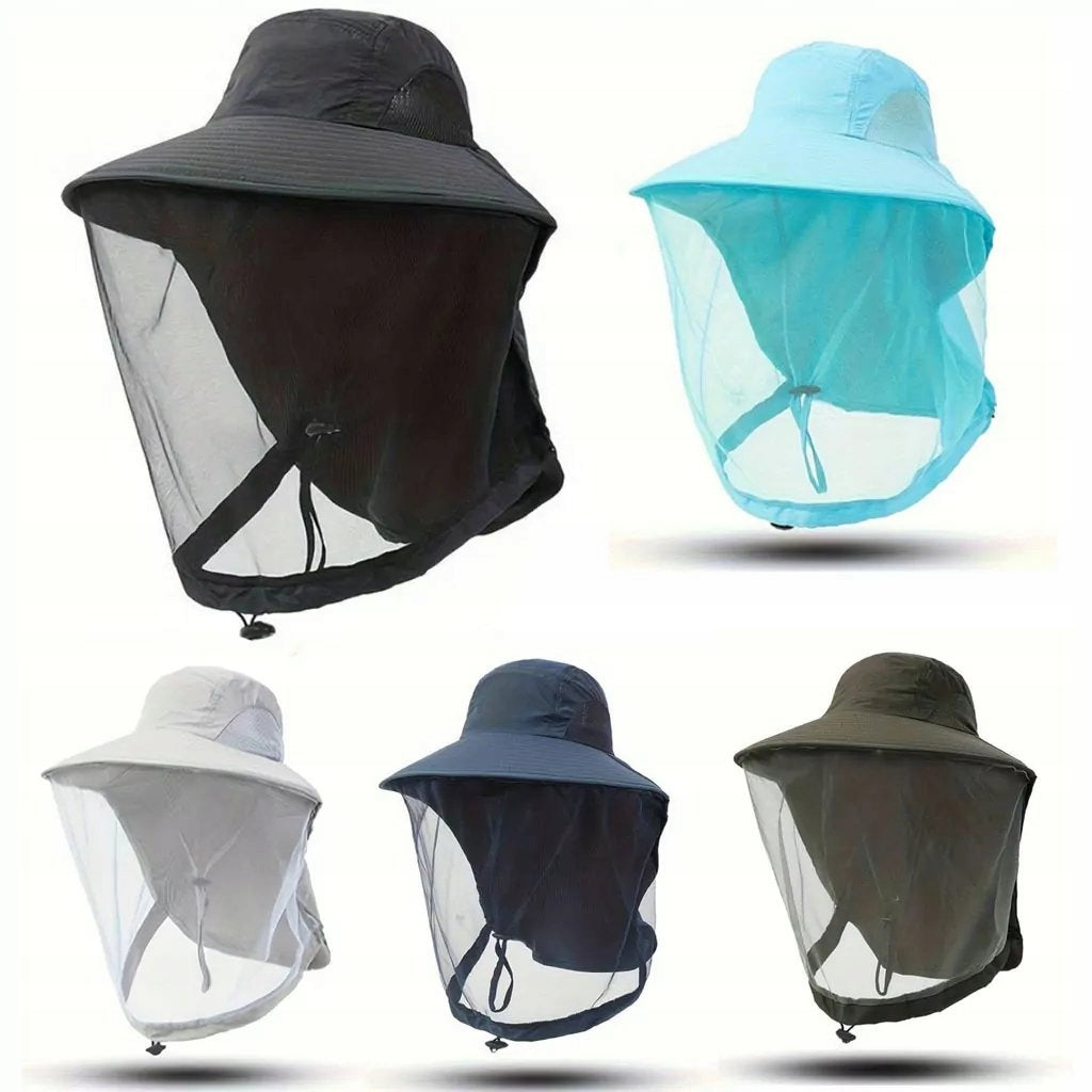 Fishing Hat with Mosquito Net Fish Hat Mosquitoes Flies Adjustable Size (head circumference in cm) universal