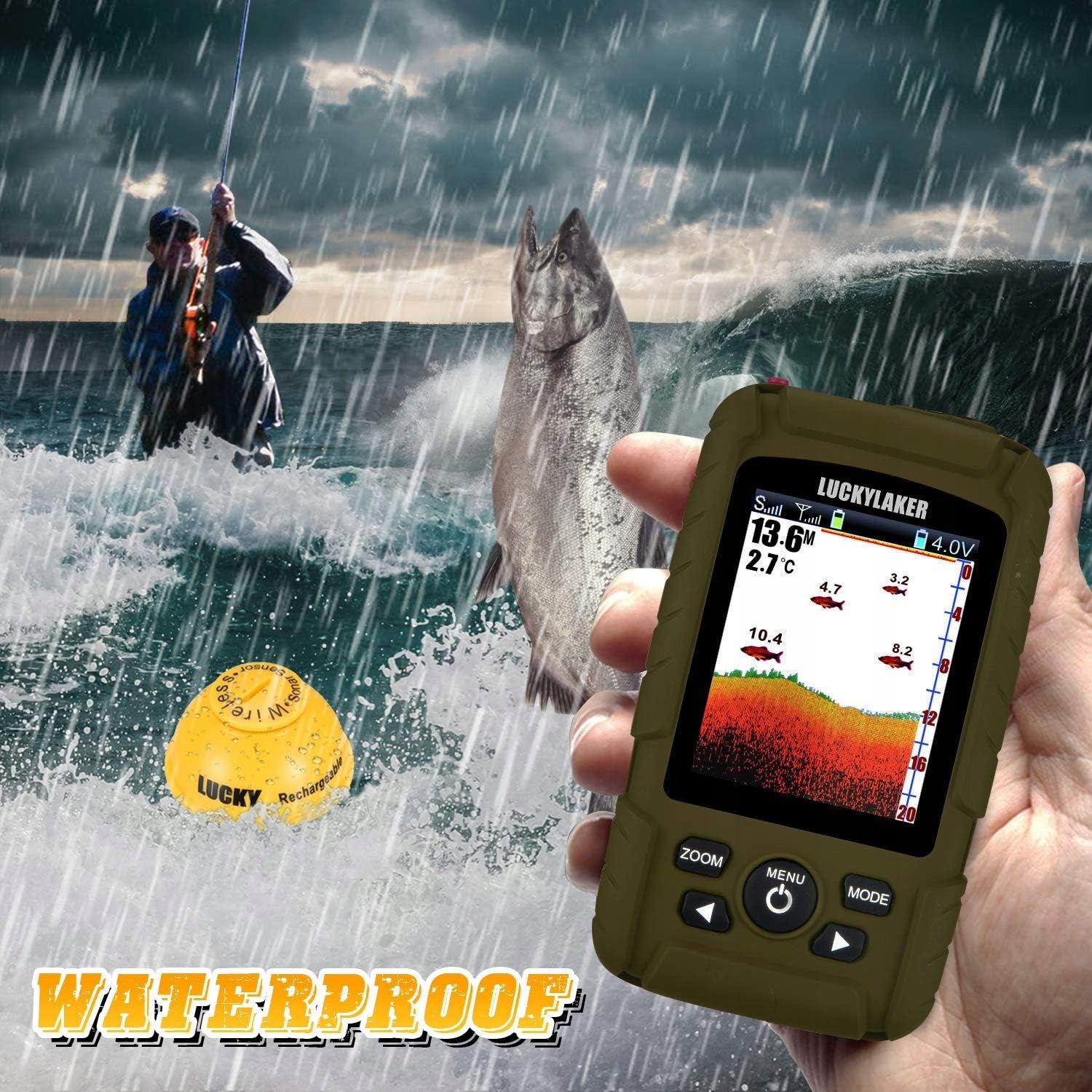 Fishing : LUCKY Portable waterproof sonar fish detector for anglers Manufacturer code Yyt-us-y2020-cwla