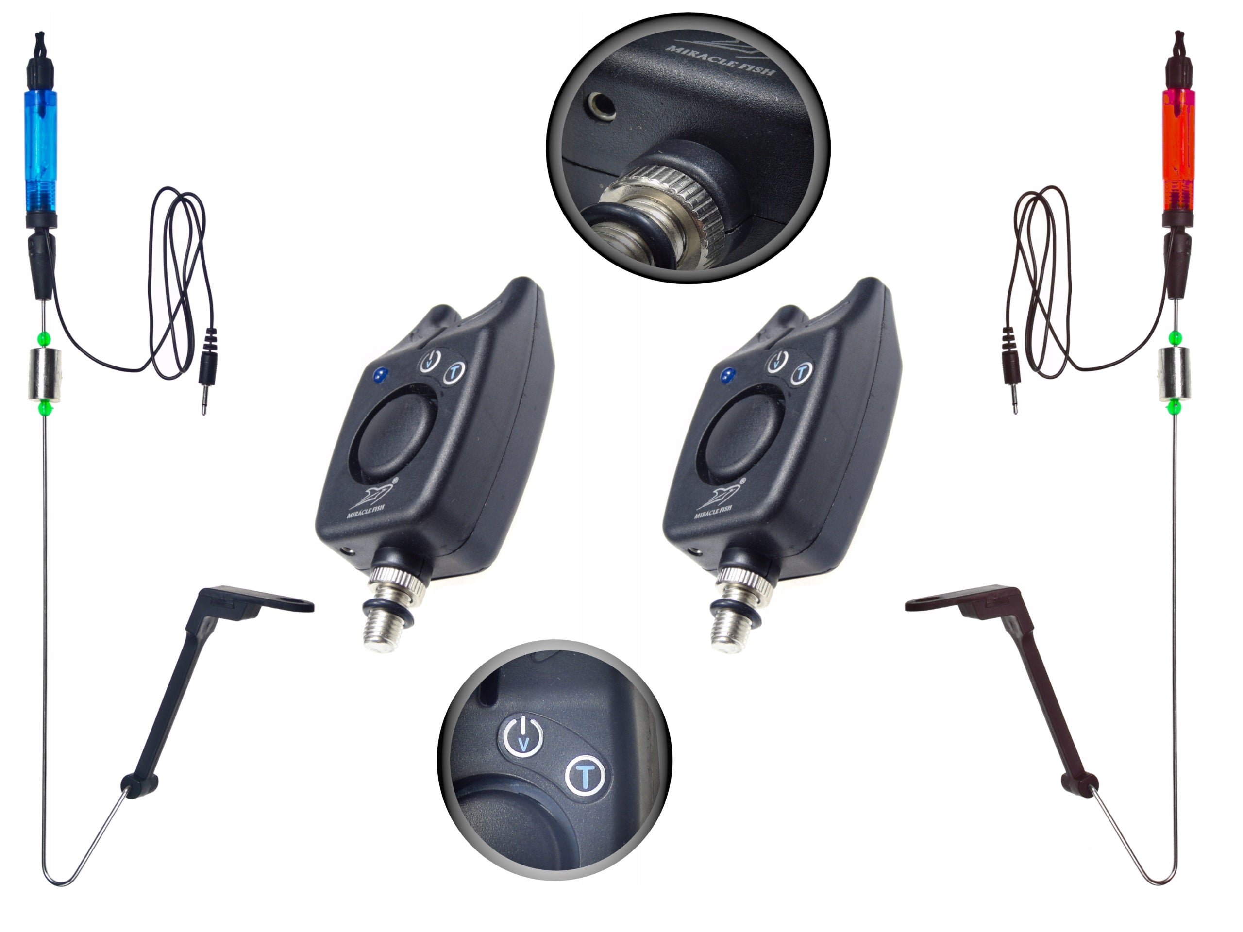 Fishing Set 2x Bite Beacon Black 2x Swinger Ground Carp Night