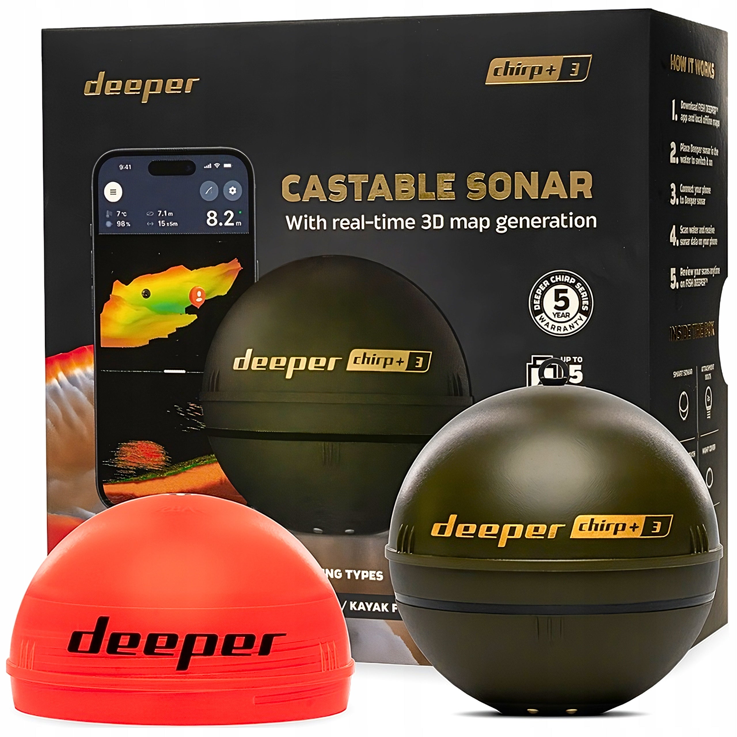 Fishing Sounder DEEPER Smart Sonar CHIRP PLUS 3 GPS + 3D BATHYMETRY PRO