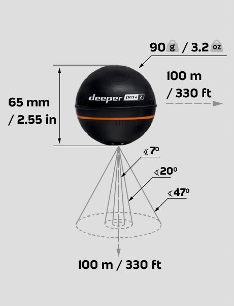 Fishing Sounder DEEPER Smart Sonar PRO PLUS 2 + GPS WIRELESS Probe Brand Deeper
