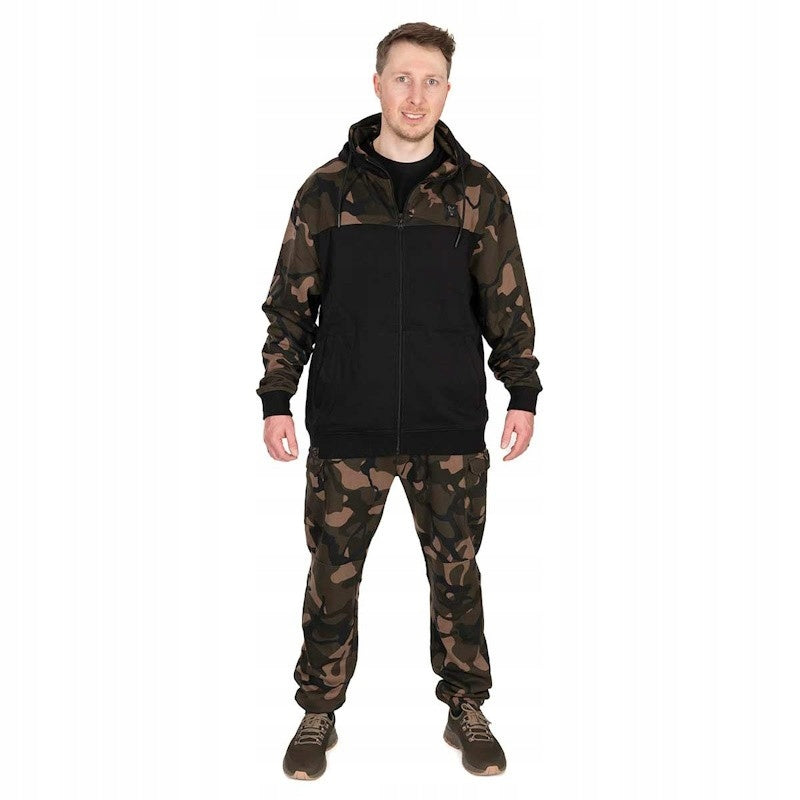 Fishing Sweatshirt With Hood Fox LW BLack/Camo Split Zip Hoody XXXL Brand Fox