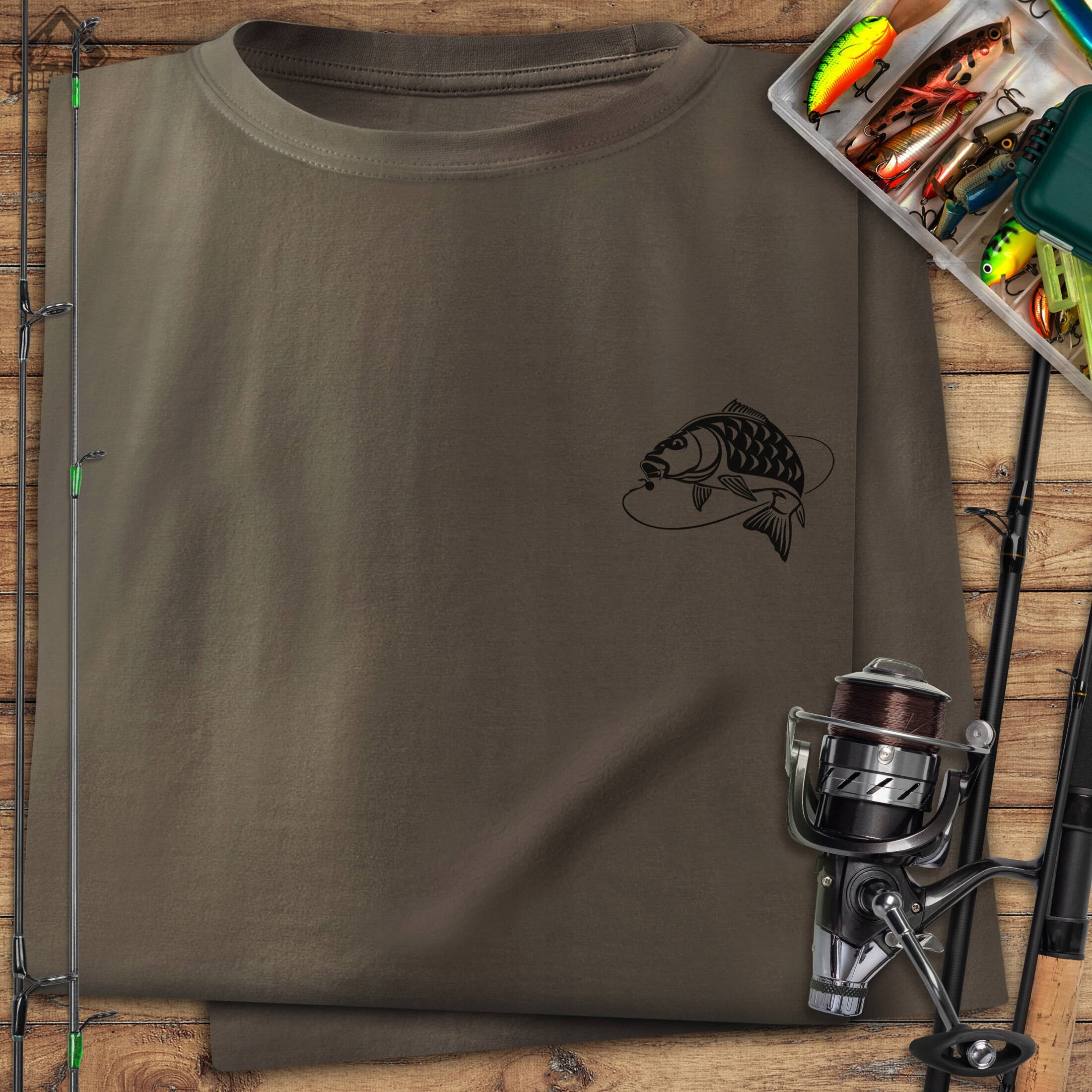 Fishing T-shirt Forestmax 100% cotton short sleeve pattern KARP brown L Size L