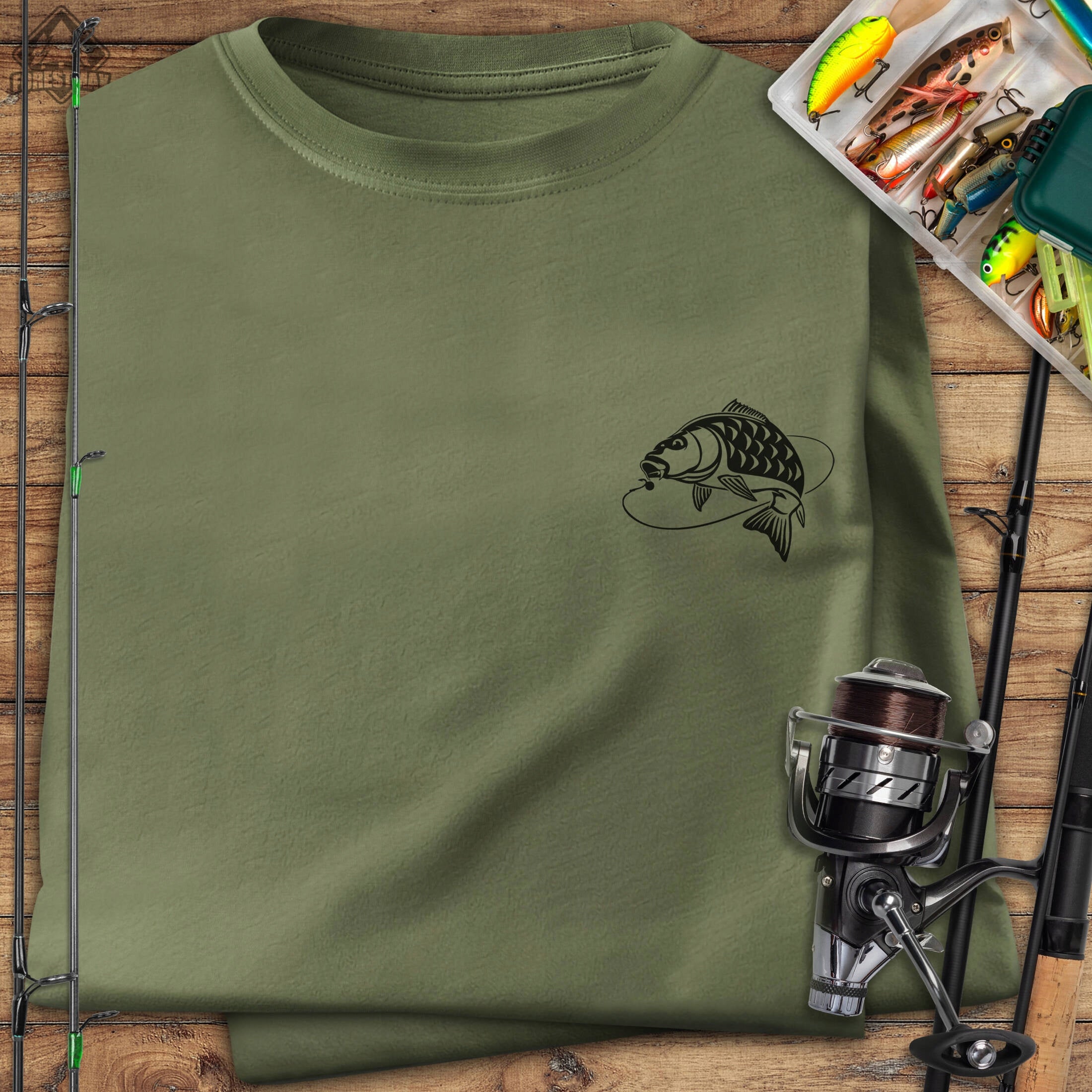 Fishing T-shirt T-shirt for Fisherman with print KARP size XL Size XL