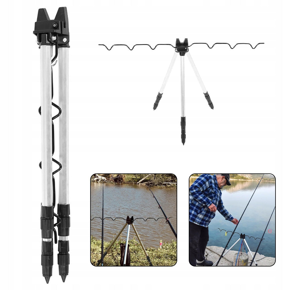 Fishing Tripod for 7 Rods Aluminum Tripod Adjustable + Cover 115 cm