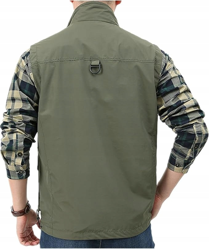 Fishing VEST quick-drying GREEN size.S LOTS OF POCKETS Brand no brand