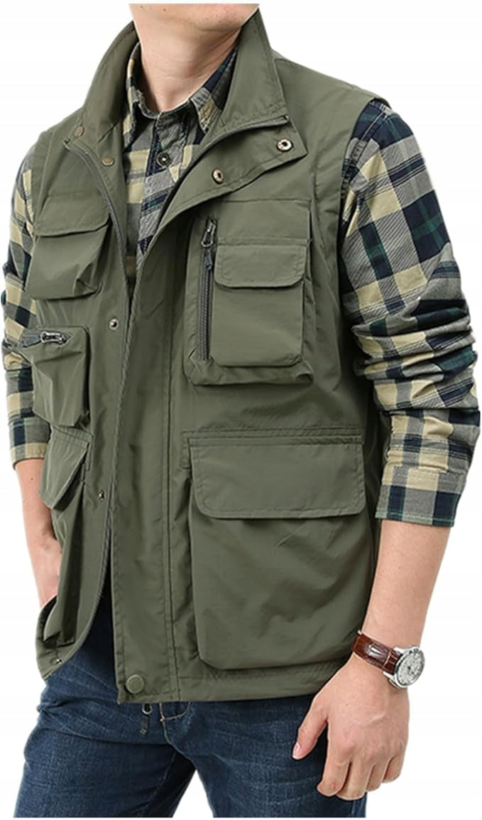Fishing VEST quick-drying GREEN size.S LOTS OF POCKETS
