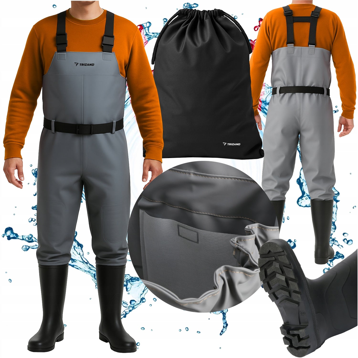 Fishing Waterers Bottoms Rubber Pants Thick Long Harness 45