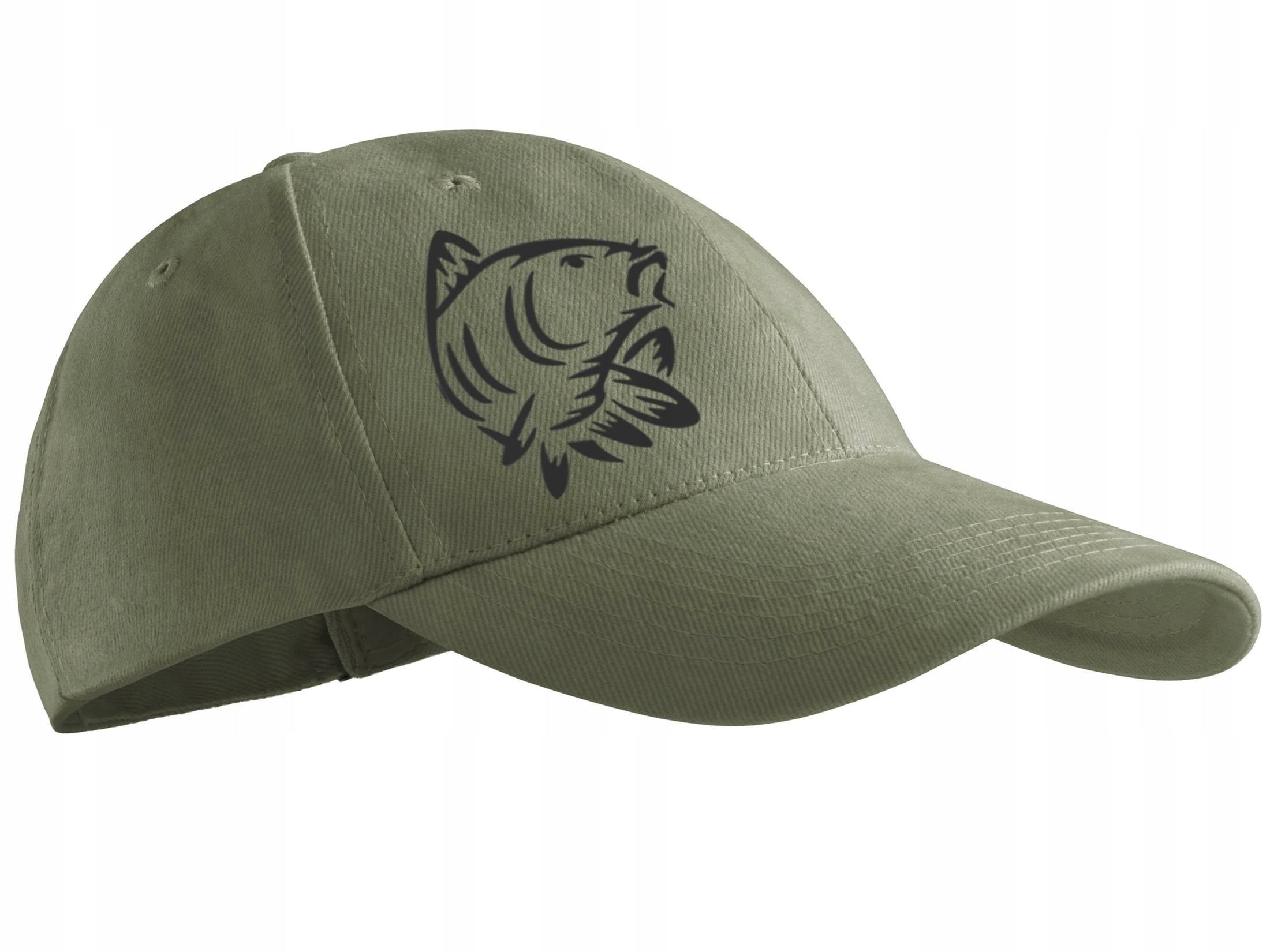 Fishing baseball cap for summer khaki color print KARP - FORESTMAX