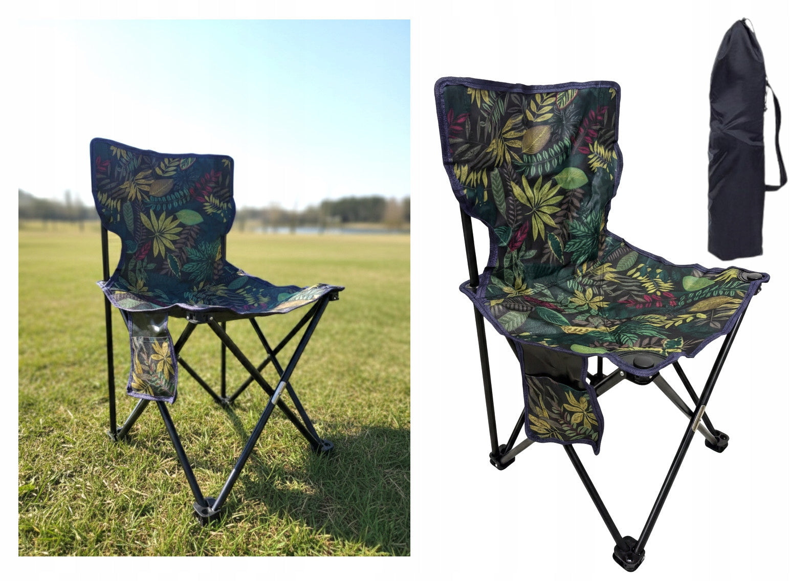 Fishing chair, tourist, folding with metal frame