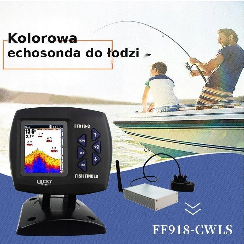 Fishing echo sounder sonar Lucky FF918-CWLS range 300 m LCD screen color Batteries included yes